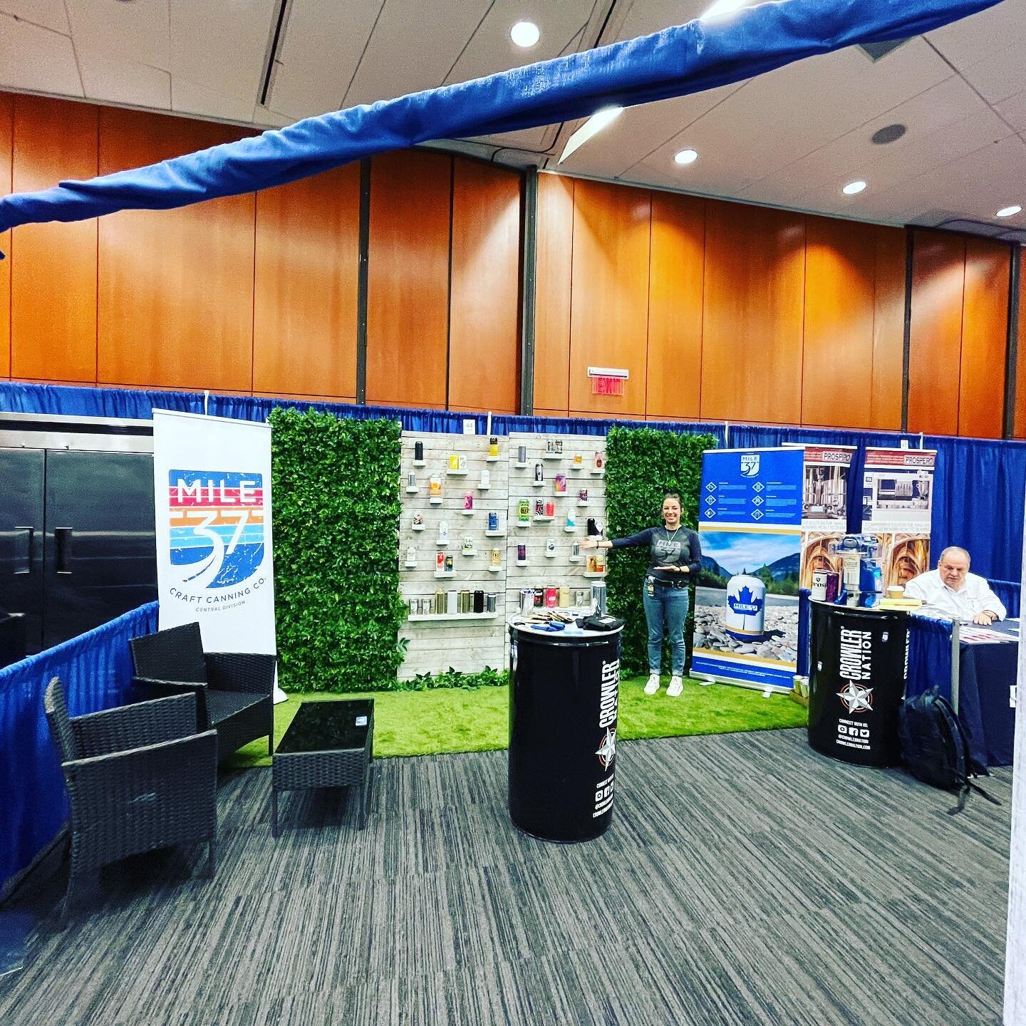 Hey folks! The grass has never been greener at the Mile 37 booth. We&rsquo;re set up right next to the bar at the BC Craft Brewers Conference, so come on by for a beverage and say hello!🍻✋ &hellip;Camera one. Camera two.