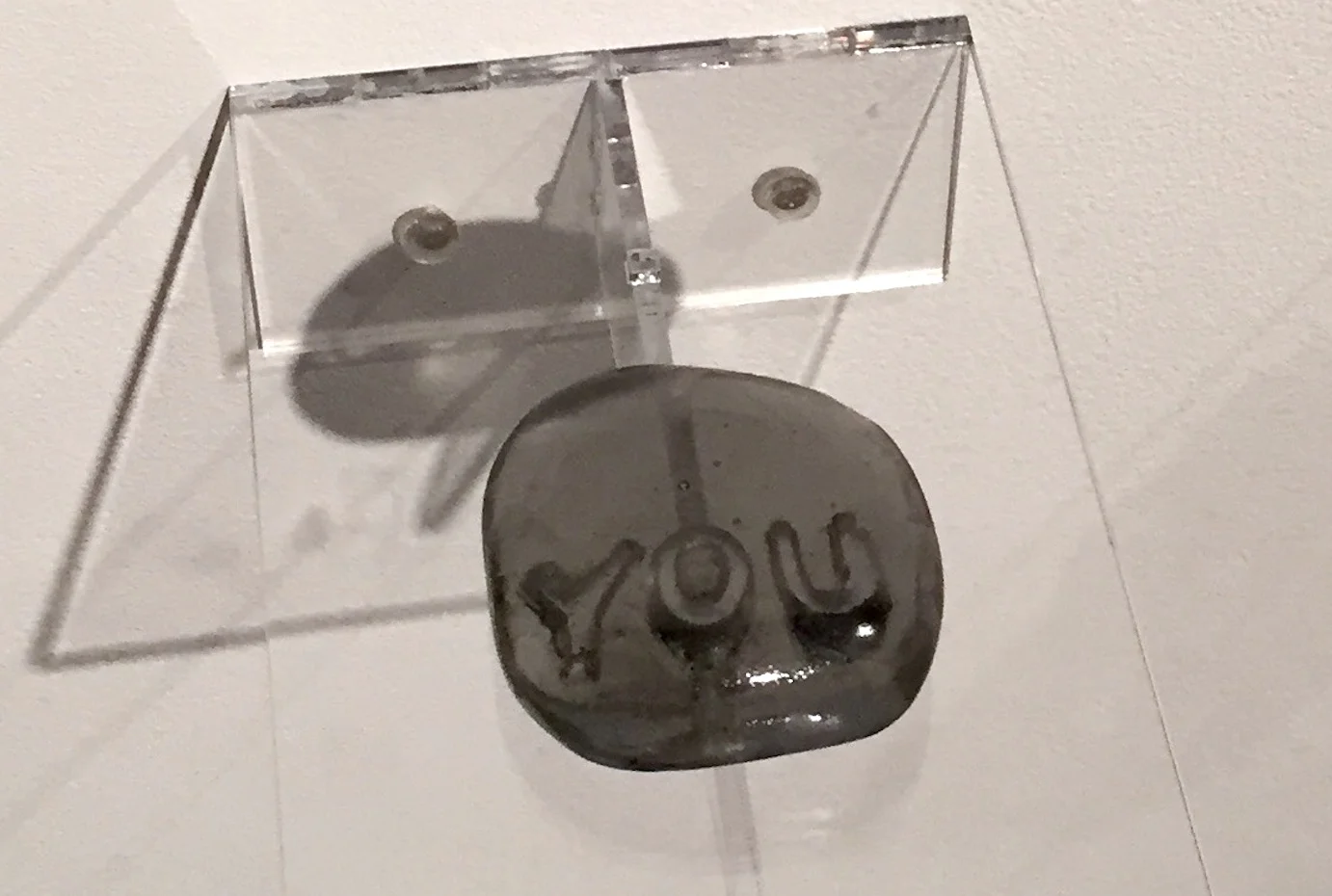   You, A Scrying Stone , 2017, cast glass and frankincense oil    