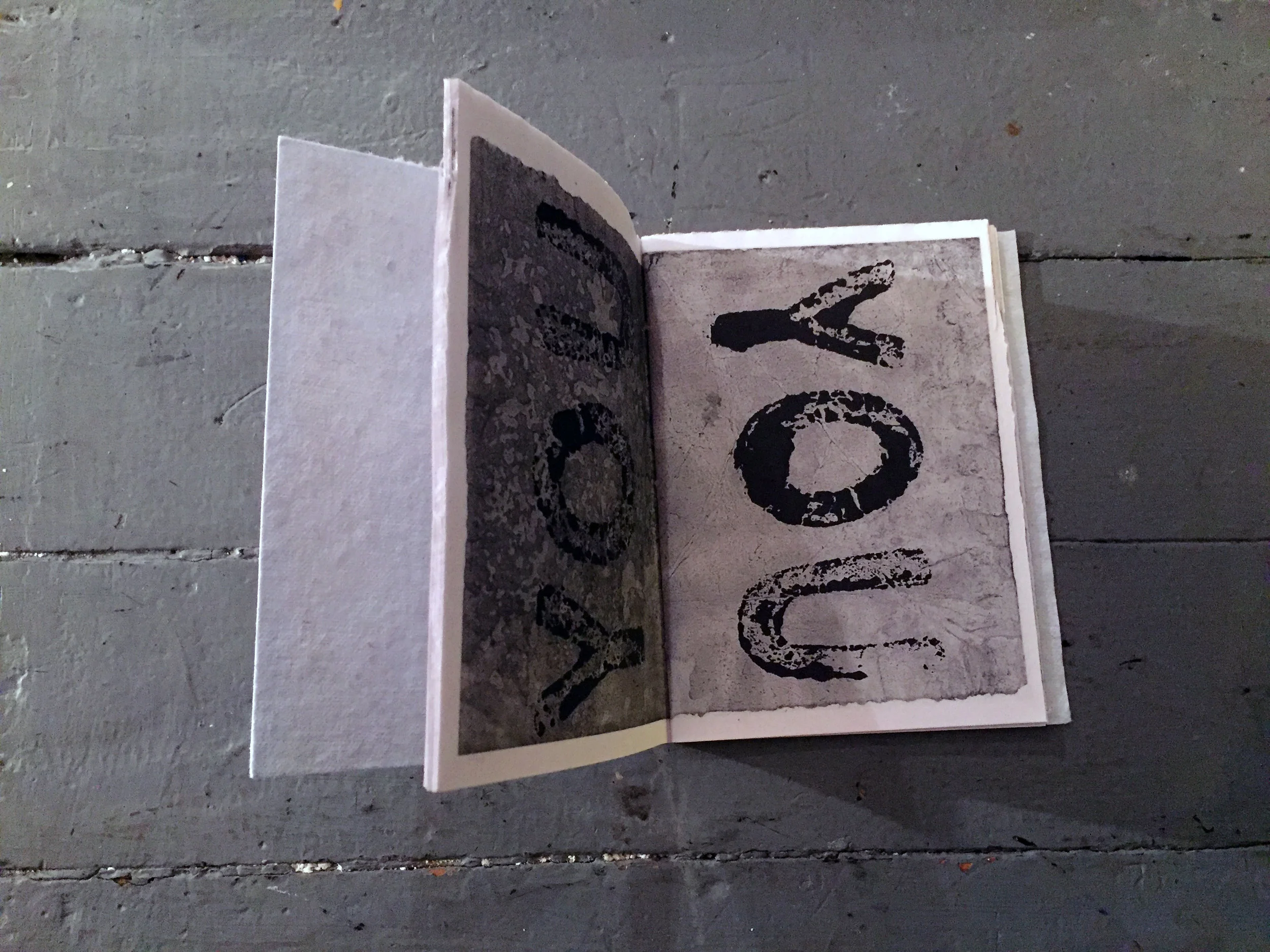Echolocation (open), 2016, photocopied zine bound in handmade paper (edition of 20)