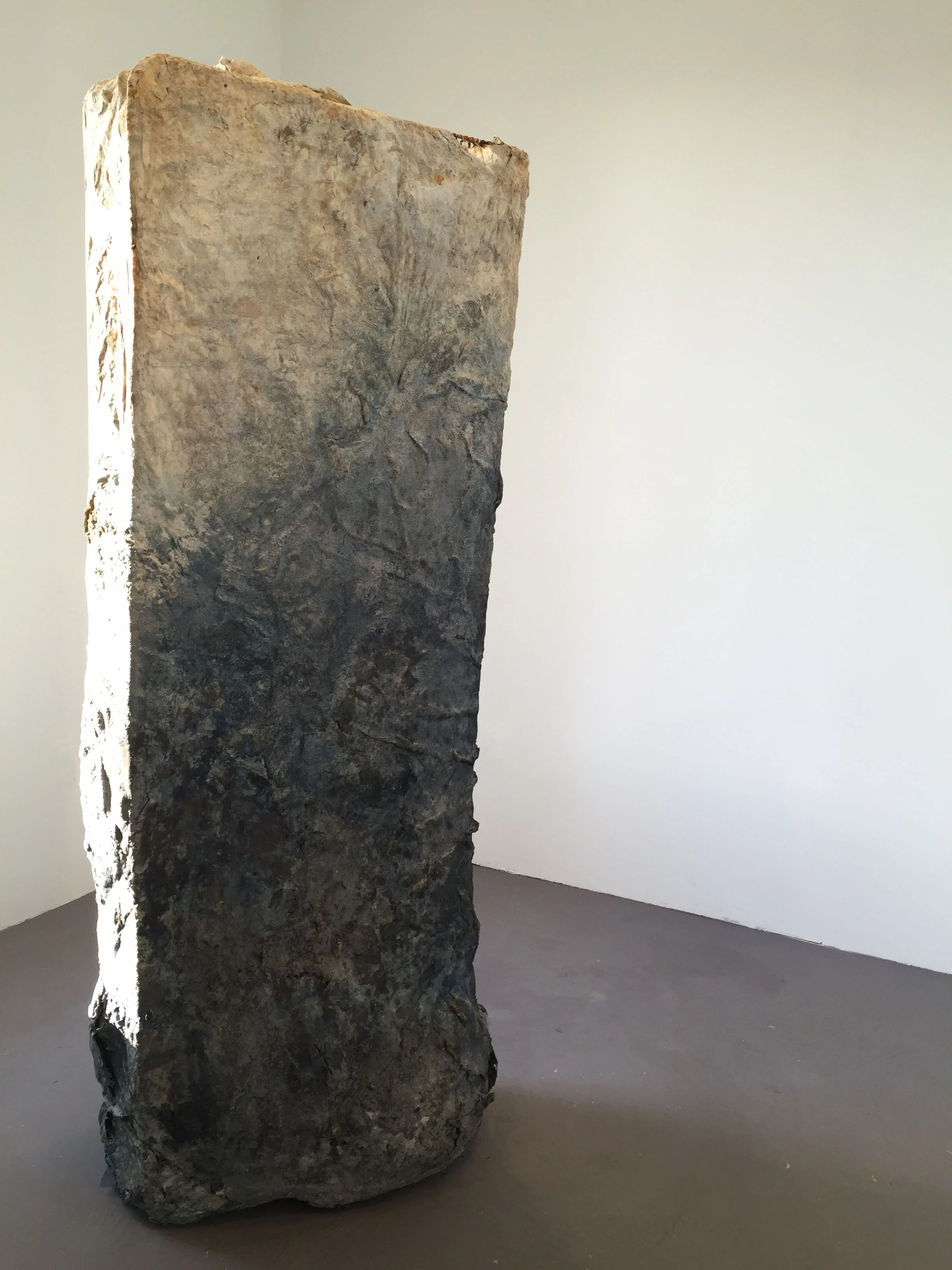   Boli for Beth , 2015-2016, wire bed frame, zip ties, burlap, shredded mail, handmade paper, rosemary, indigo, salt 