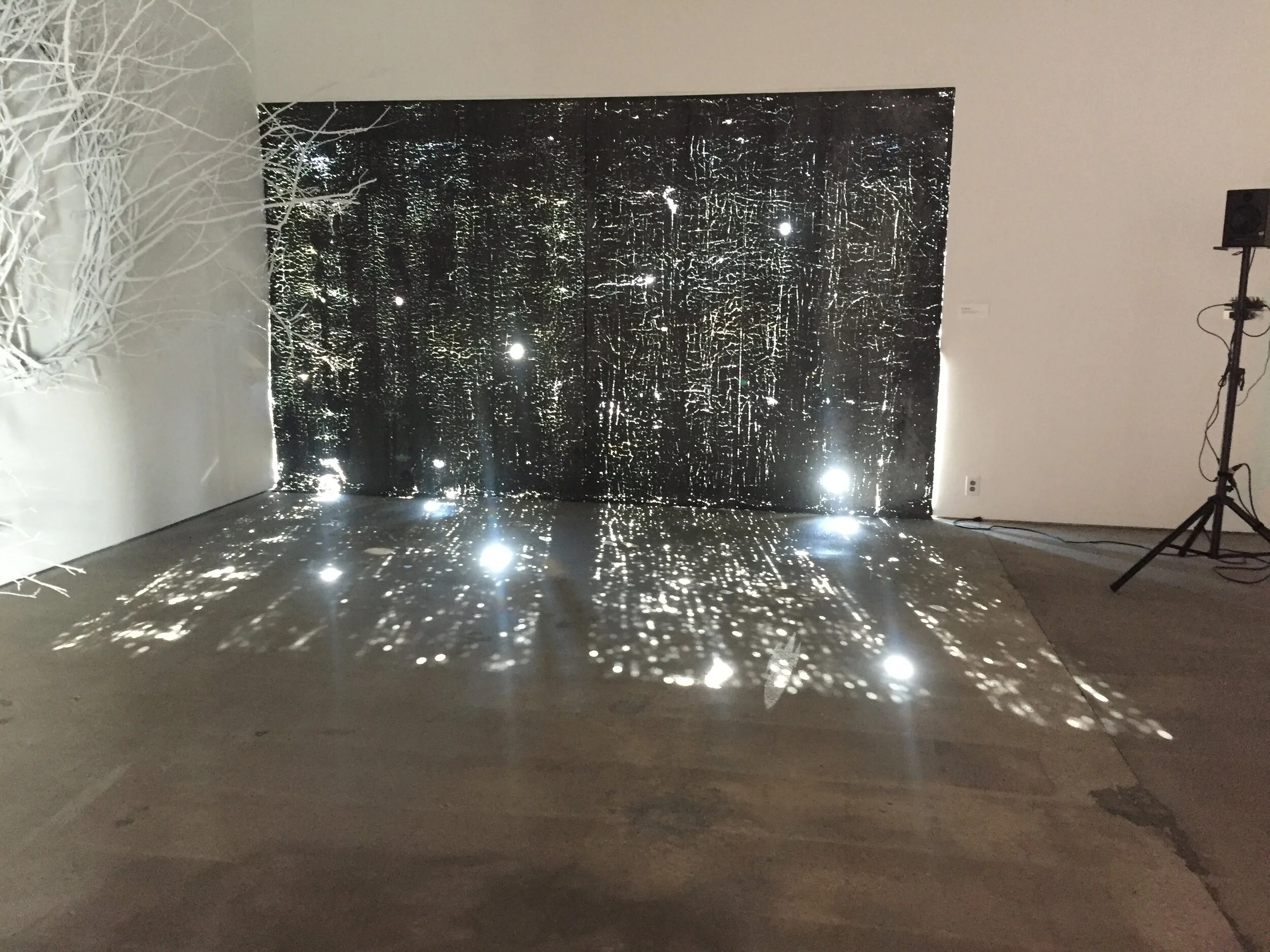  Marie Bannerot McInerney,  That Which Has Become Known (South),  2017 concrete, cotton, paint, iron, gold, silver, 39° 2' 58.1964'' N, 94° 35' 8.556'' W, light (south), and time 