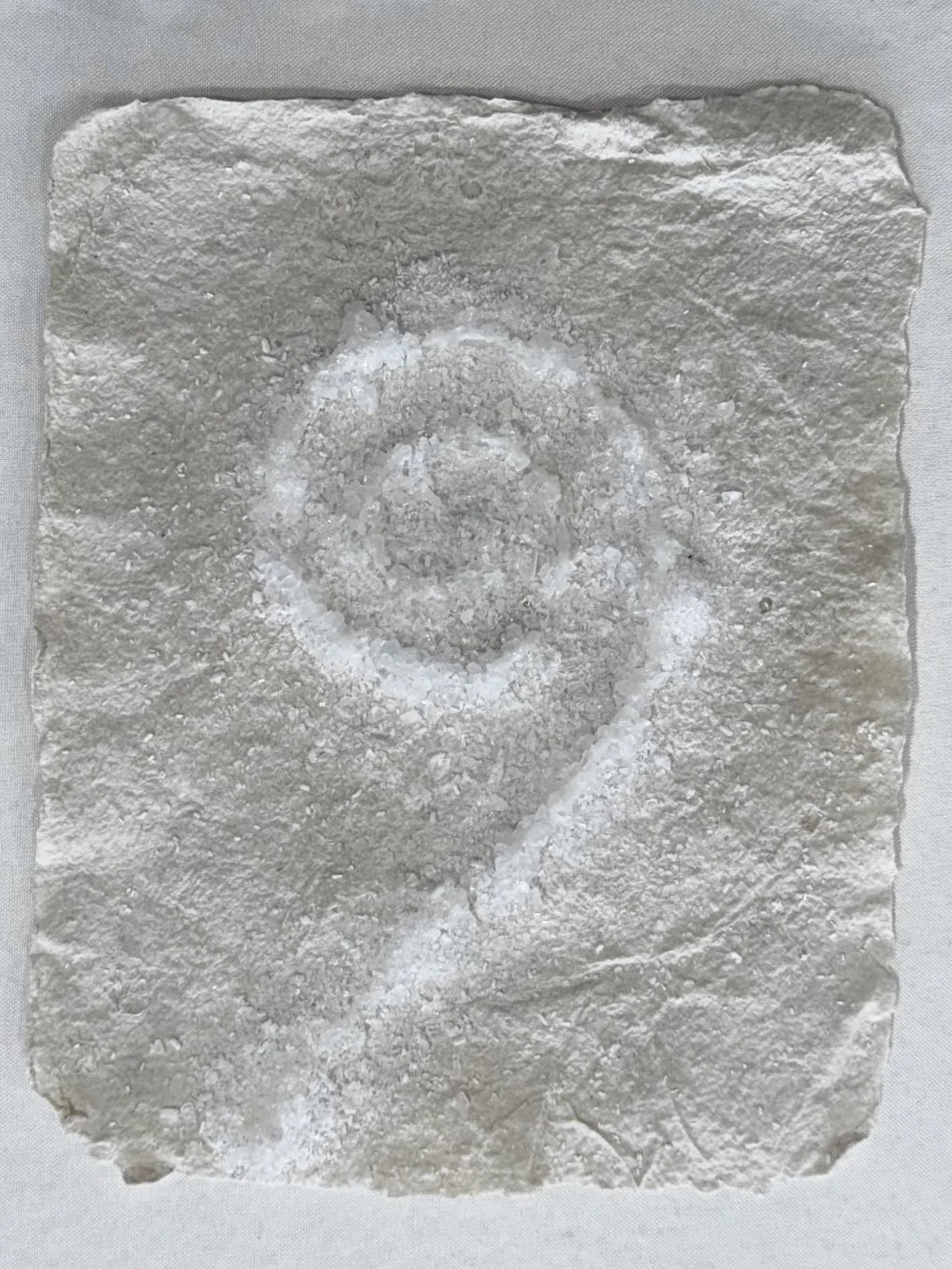 Labyrinth 2, 2025, salts and adhesive on abaca paper made in the Great Salt Lake, 10 x 8 inches (18 x 14 inches framed)
