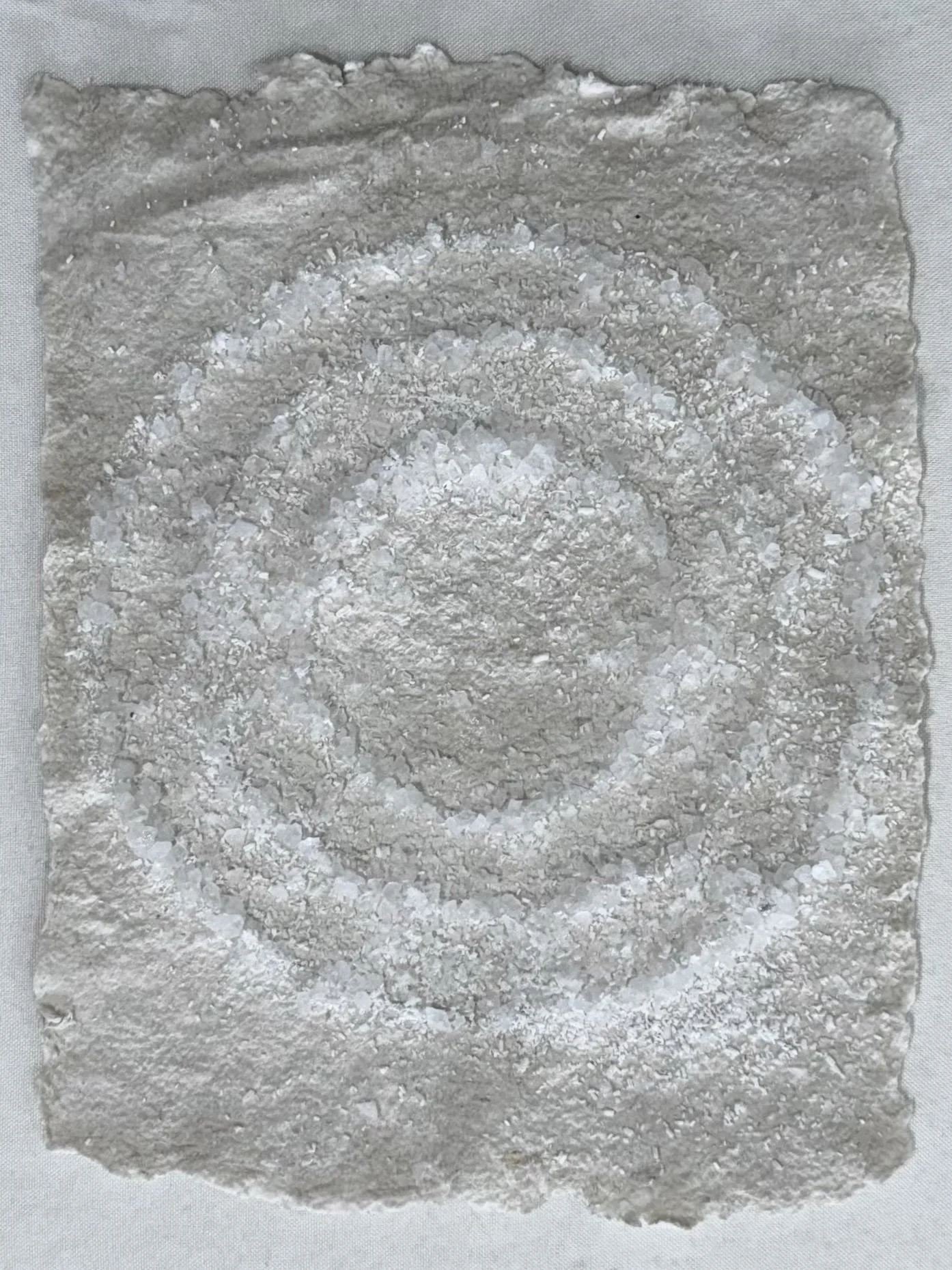 Labyrinth 1, 2025, salts and adhesive on abaca paper made in the Great Salt Lake, 10 x 8 inches (18 x 14 inches framed)