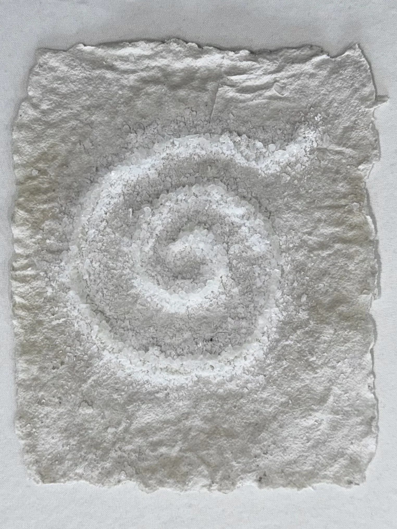 Labyrinth 4, 2025, salts and adhesive on abaca paper made in the Great Salt Lake, 10 x 8 inches (18 x 14 inches framed)