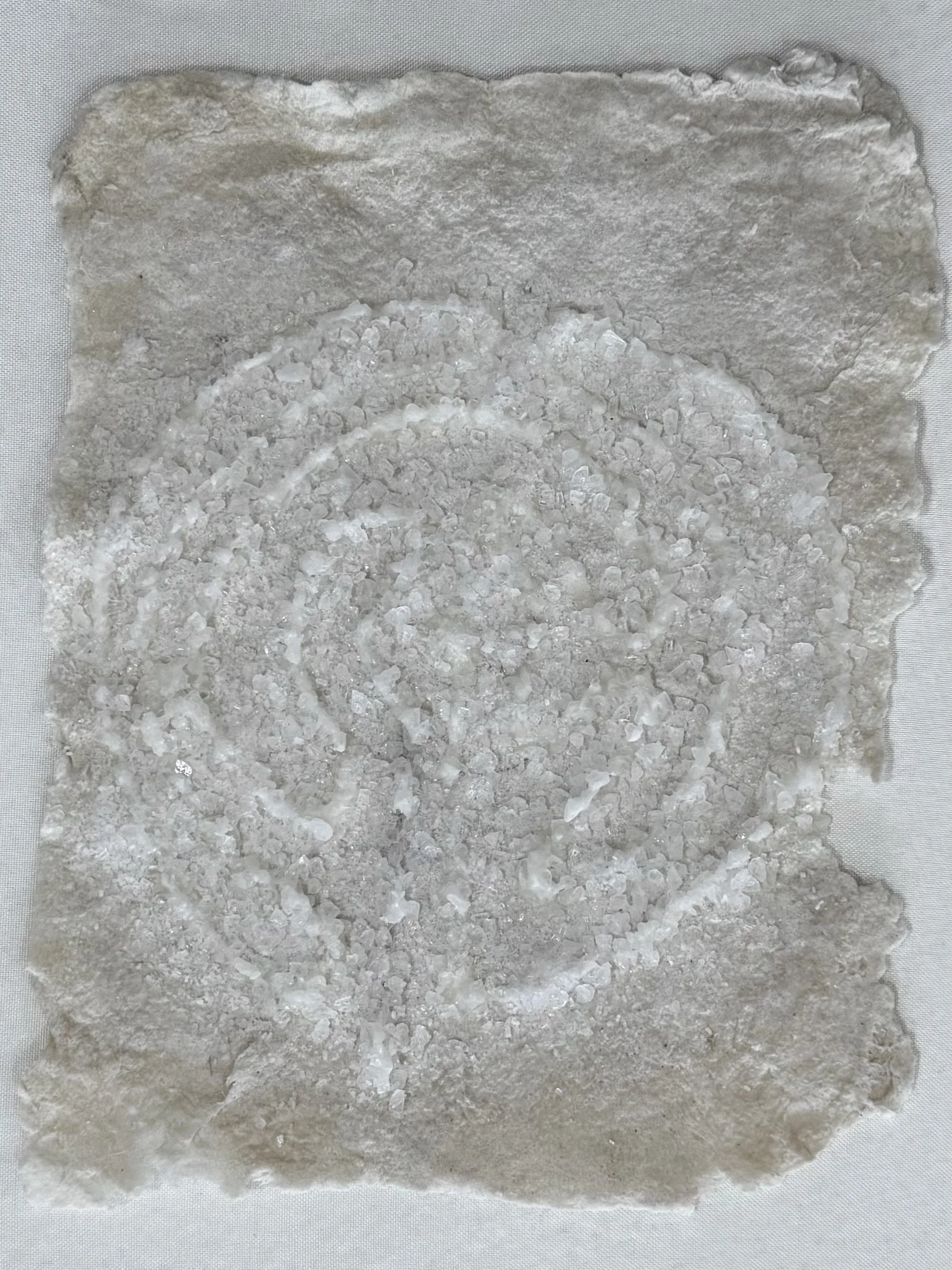 Labyrinth 5, 2025, salts and adhesive on abaca paper made in the Great Salt Lake, 10 x 8 inches (18 x 14 inches framed)