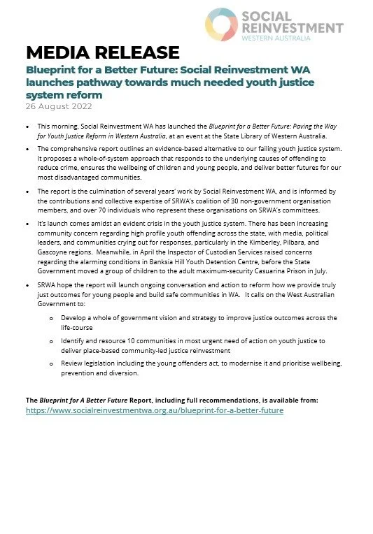 Blueprint for a Better Future — Social Reinvestment WA