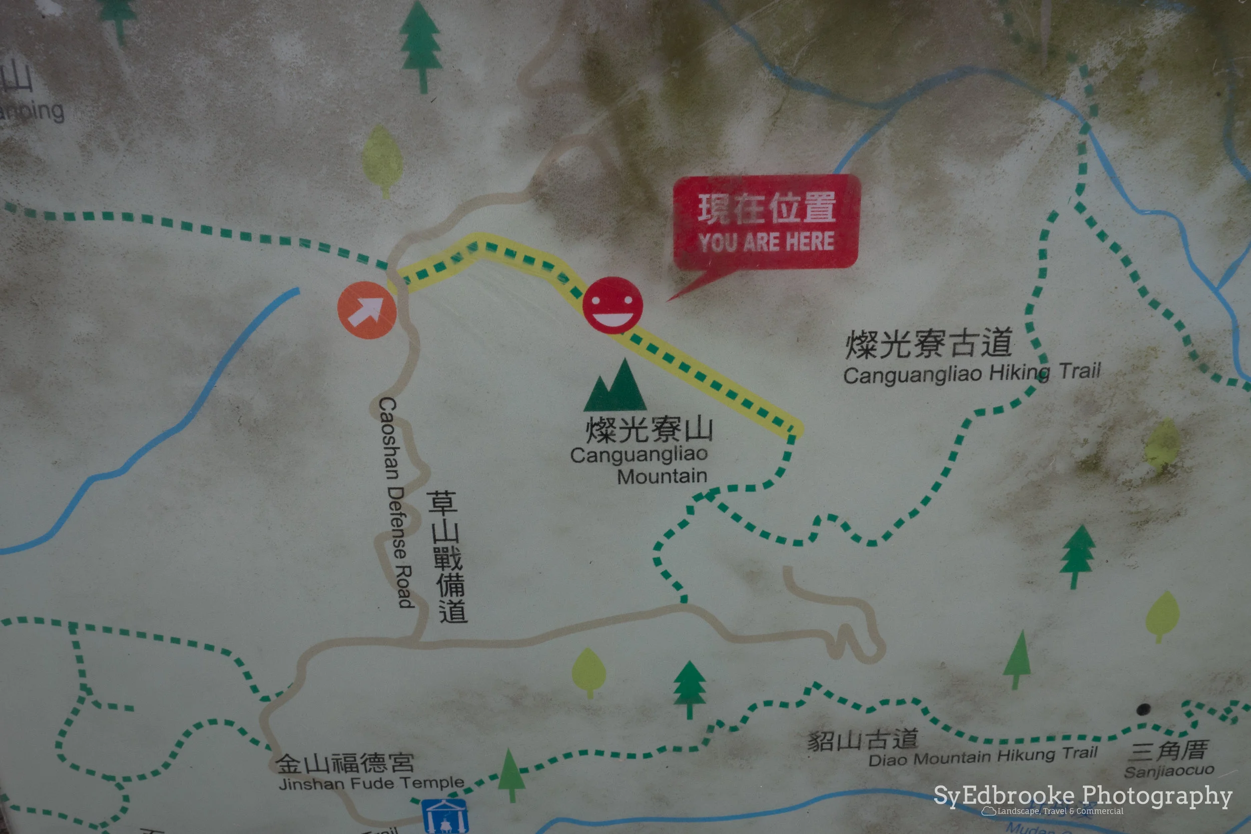 A local map of the route to Mt. Canguangliao