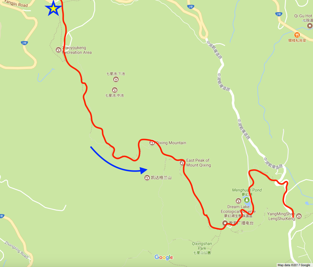 the route of the hike.