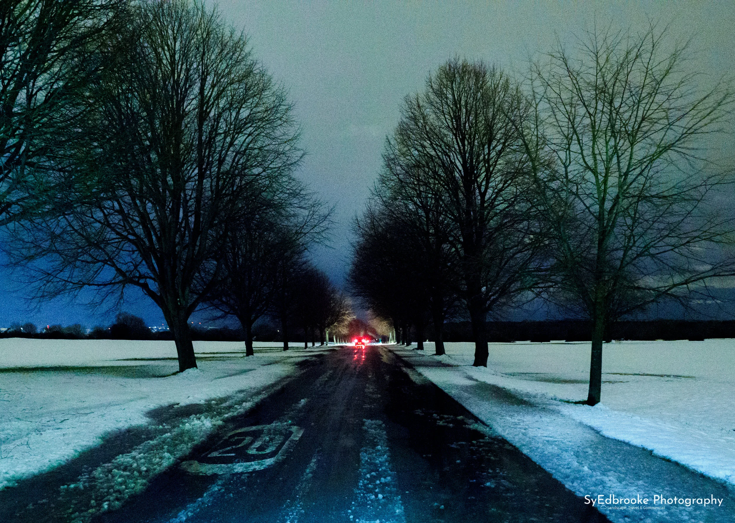 A snowy early morning walk on the Downs. 24mm, ISO 6400, f 2.8, 0.4