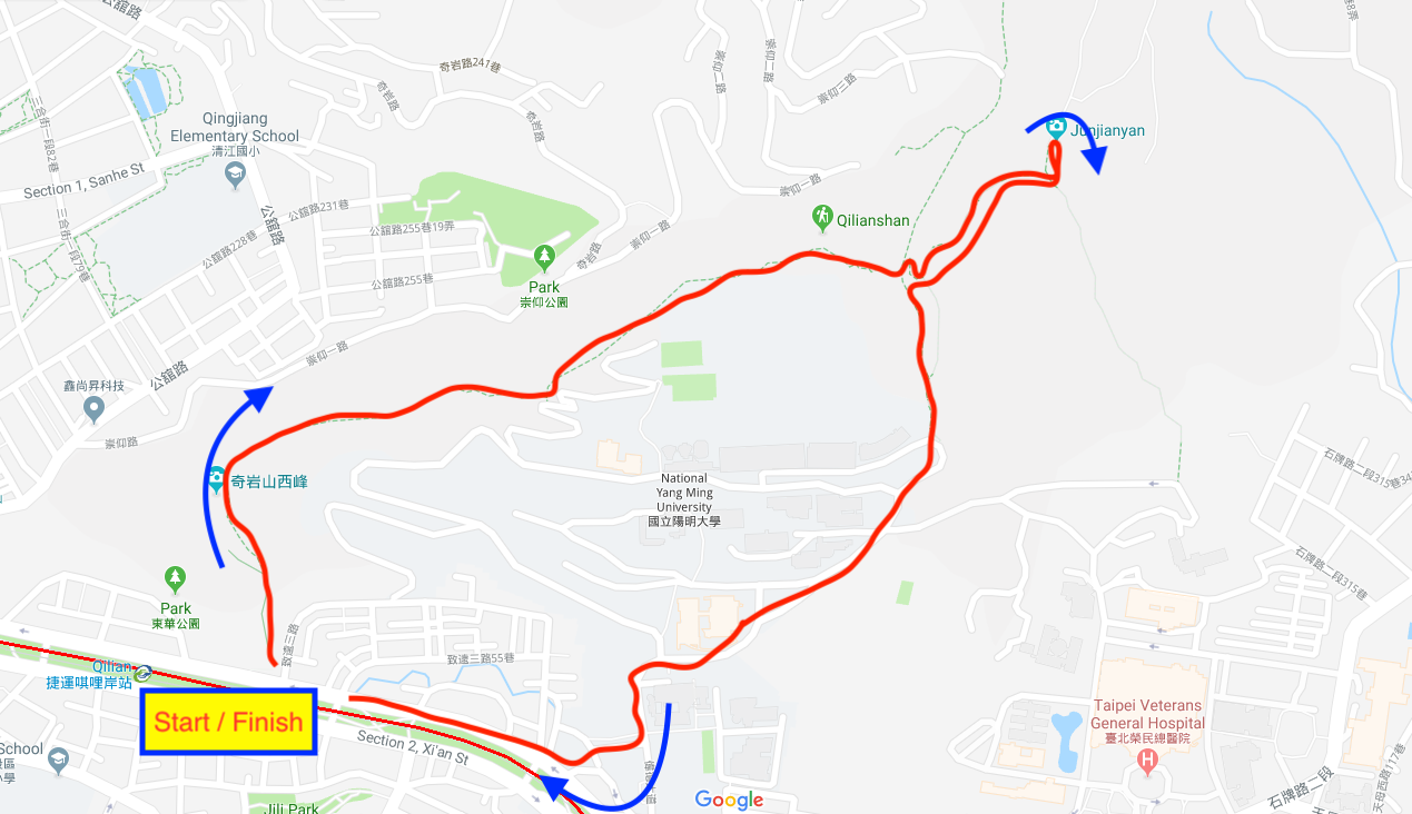 The hiking route.
