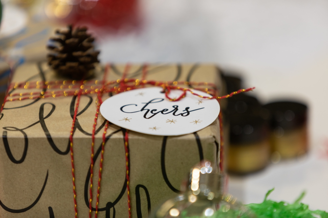 Modern calligraphy wrapping paper and gift tags