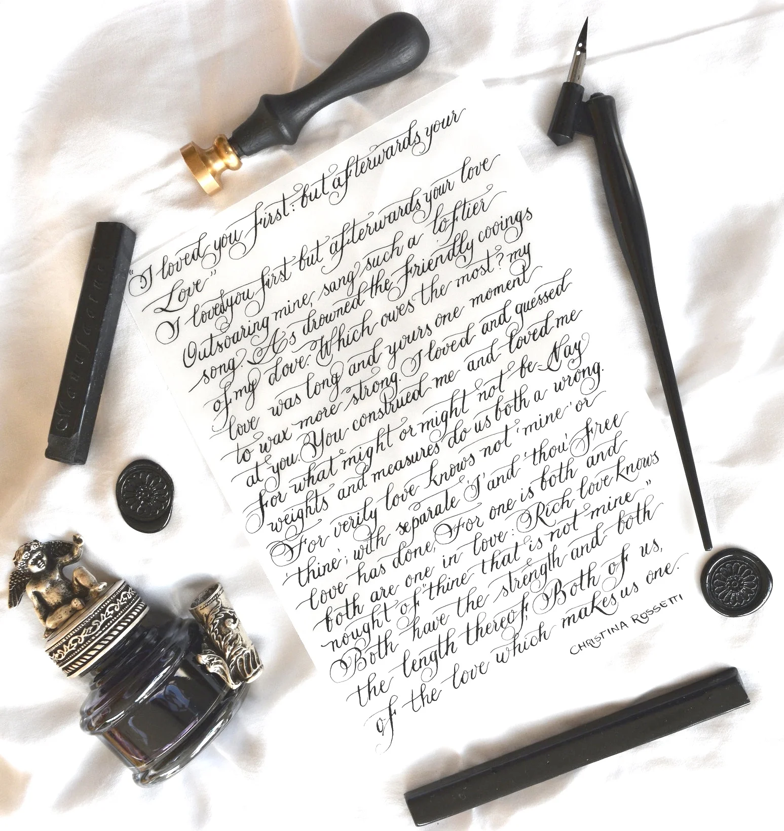 Flourish Calligraphy on Vellum Paper