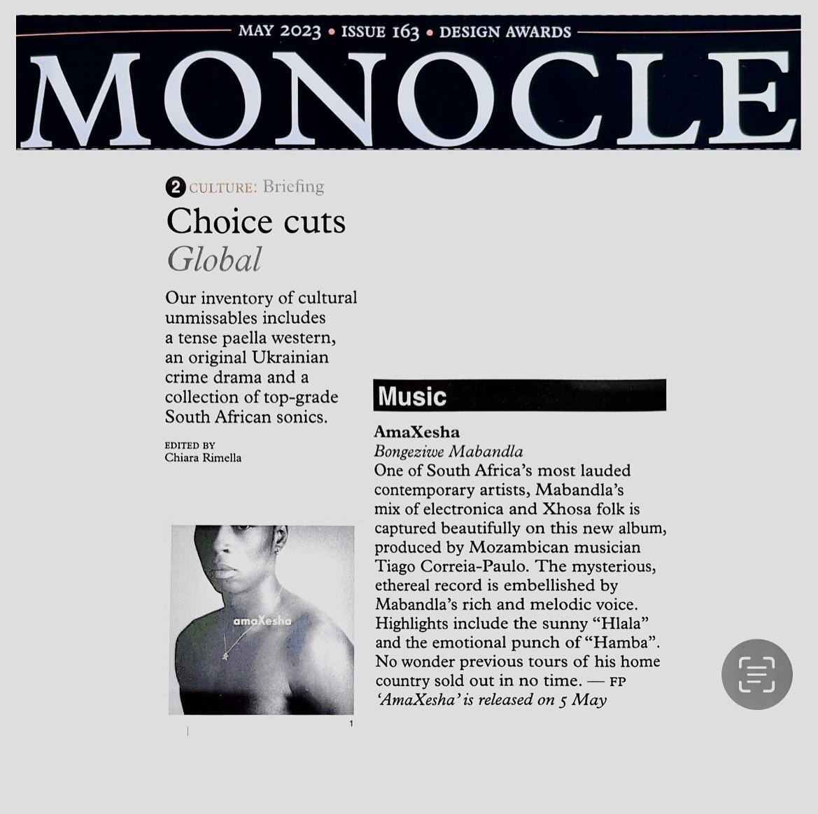 Bongeziwe Mabandla&rsquo;s fantastic new album reviewed by @feapfeap in the new issue of MONOCLE