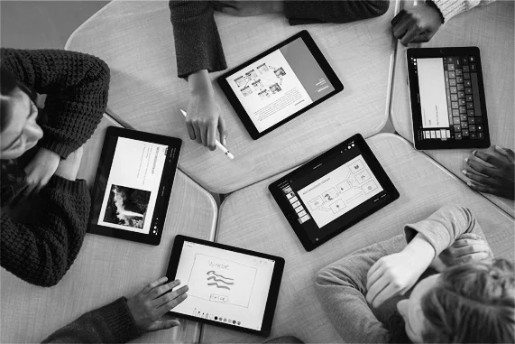 Kids learning with tablet