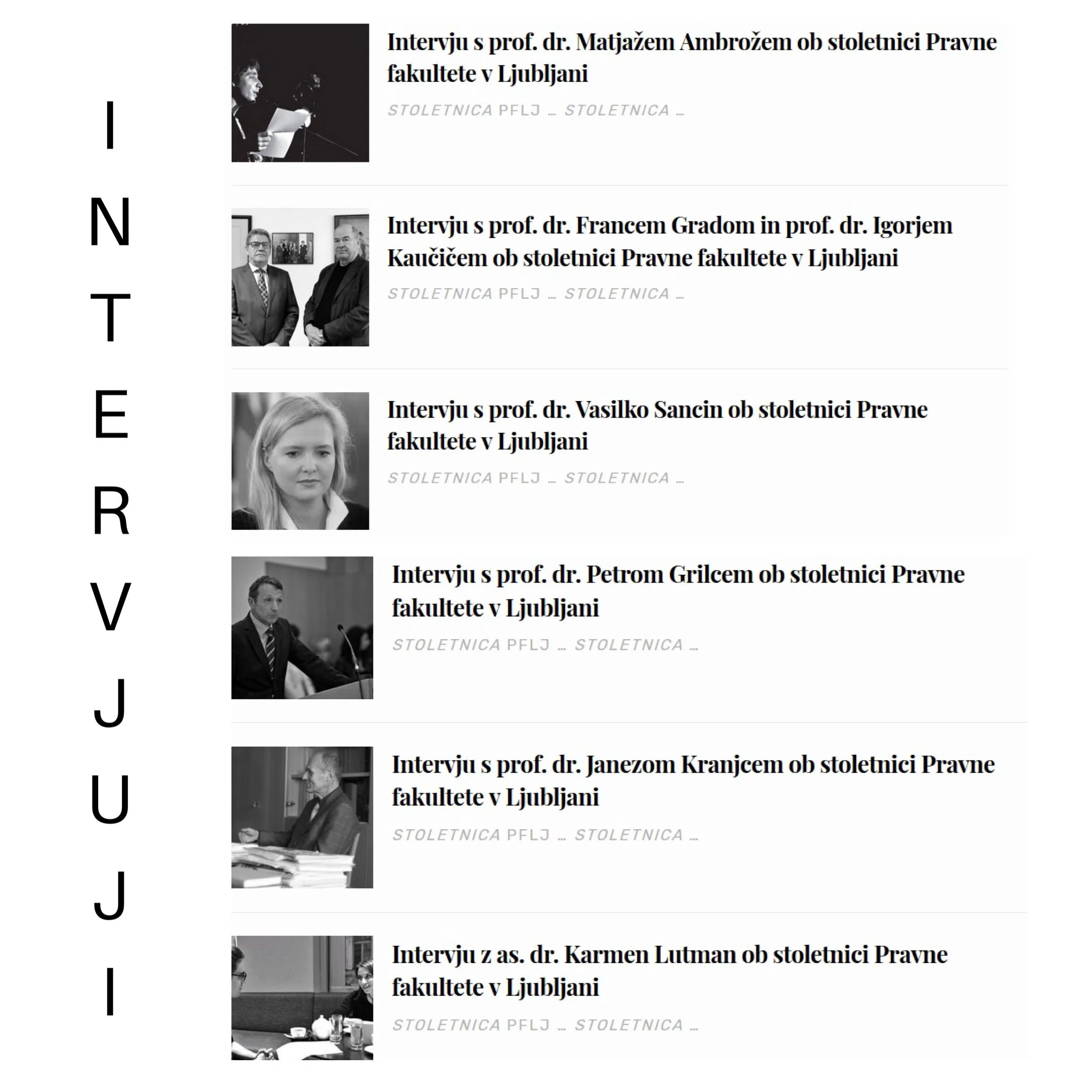 Objava intervjujev s profesorji na spletni strani