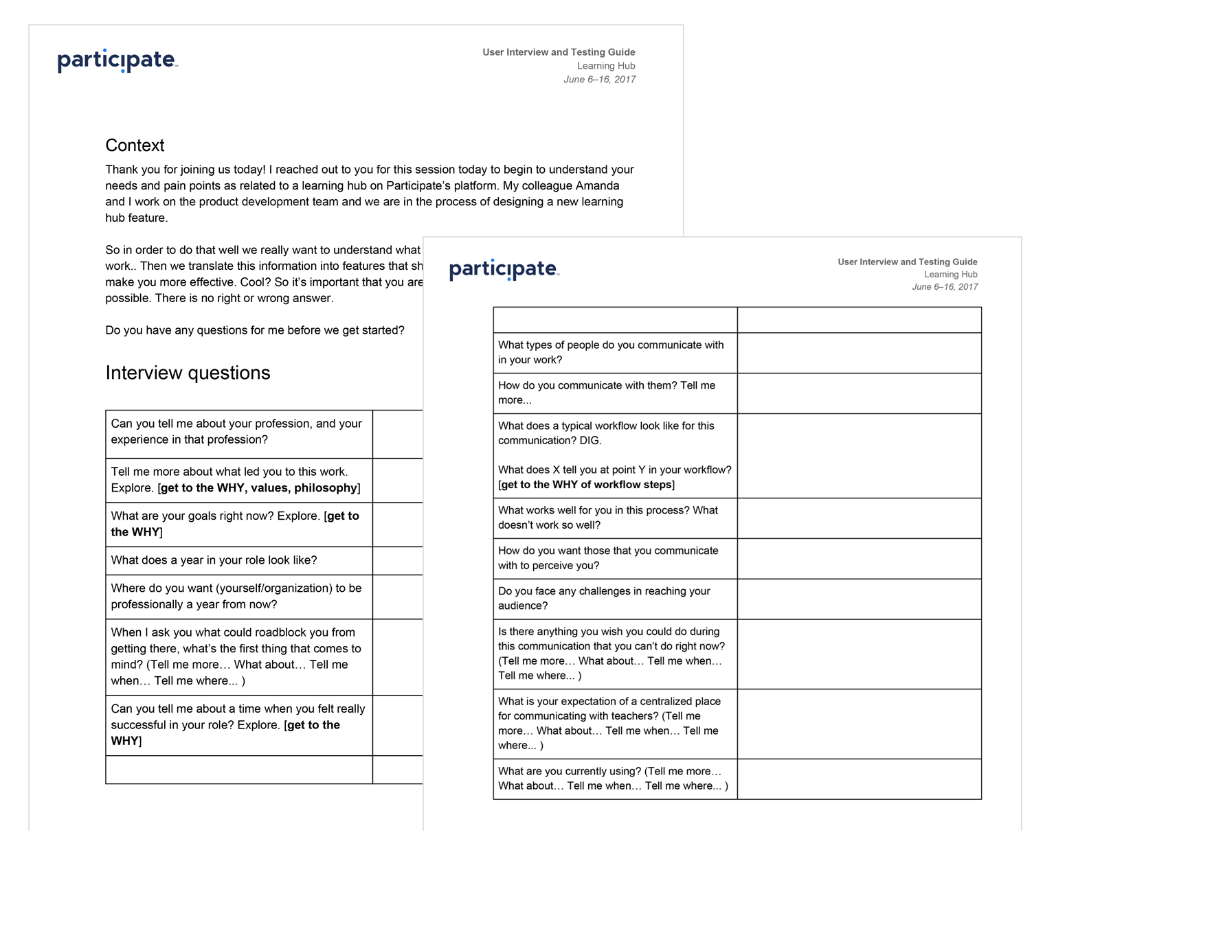 Sample interview guide