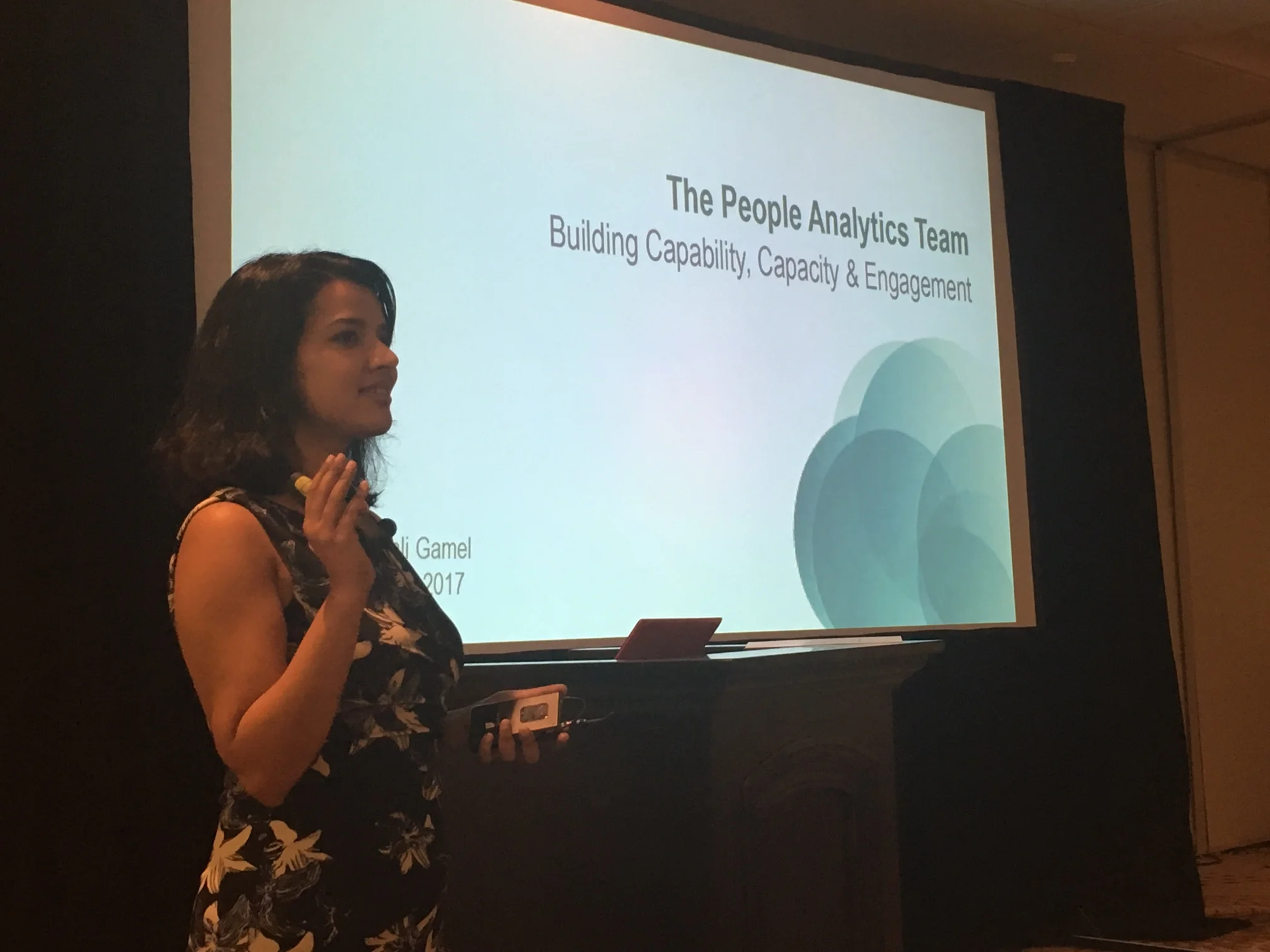 Geetanjali Gamel speaking at the People Analytics &amp; Future of Work Conference in Philadelphia in September 2017