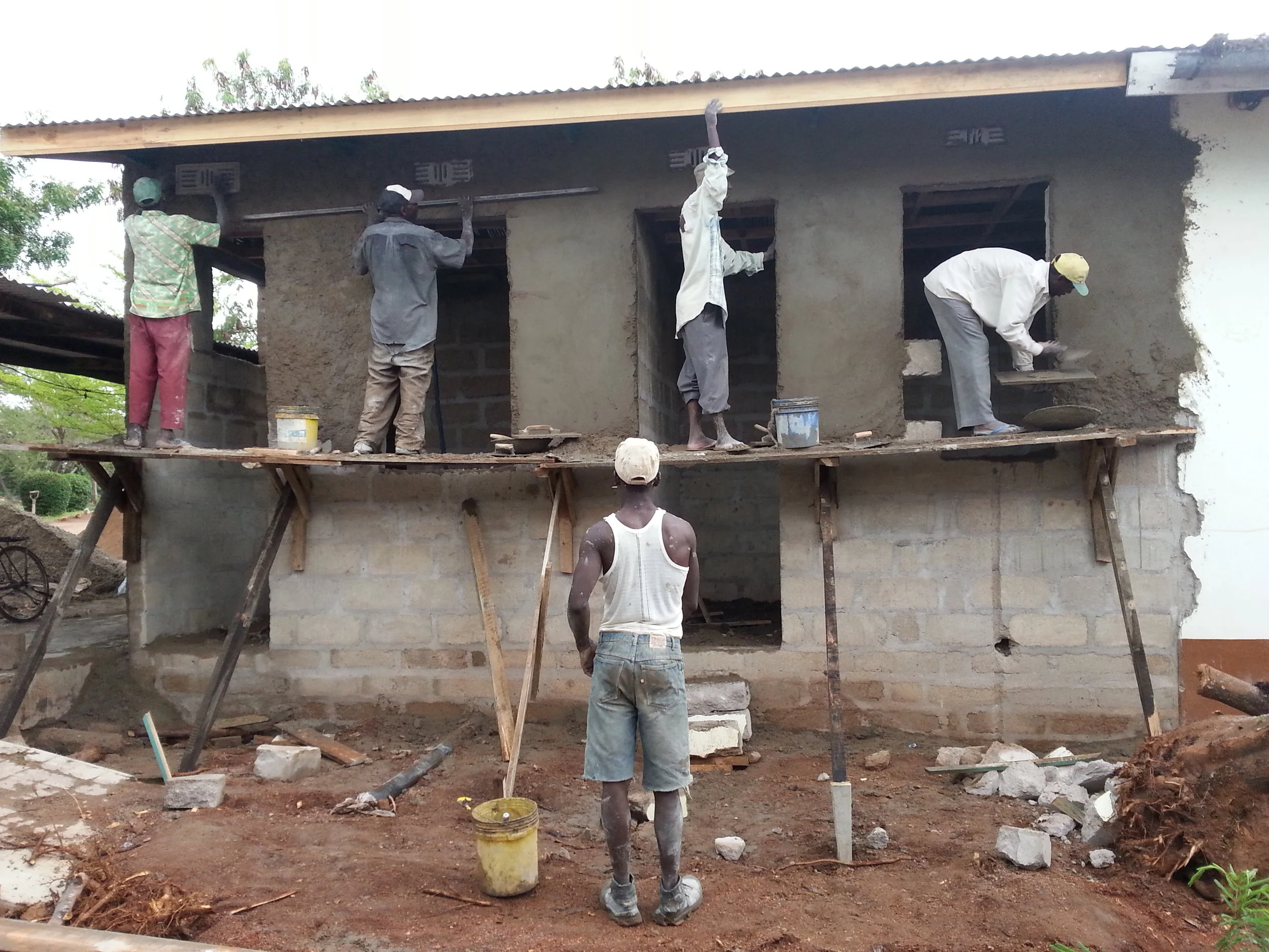 Plastering of the new maternity extension