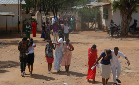 People acting injured during a mass casualty training
