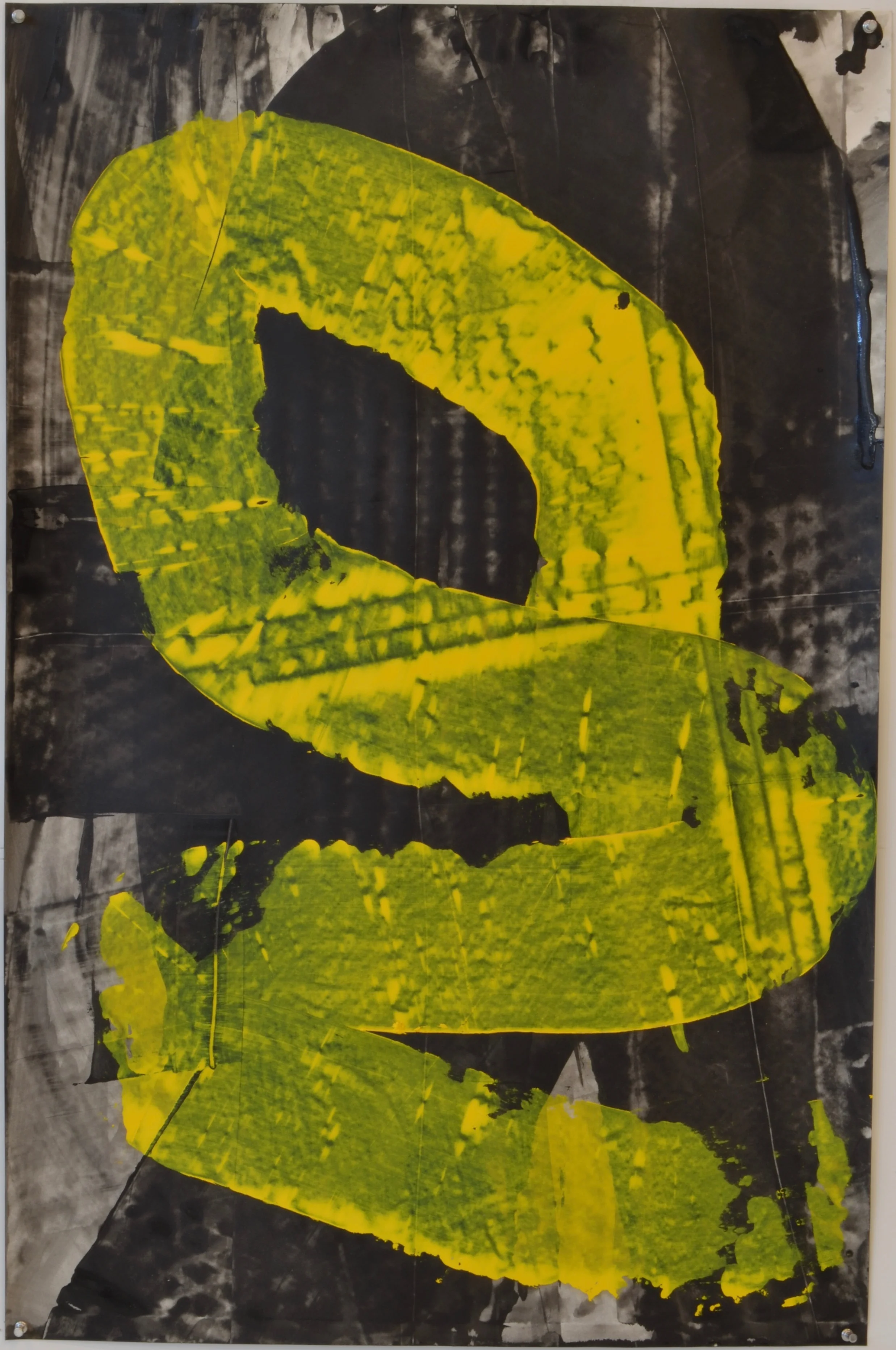 Untitled, 2018, acrylic and oil on paper, 40” x 26”