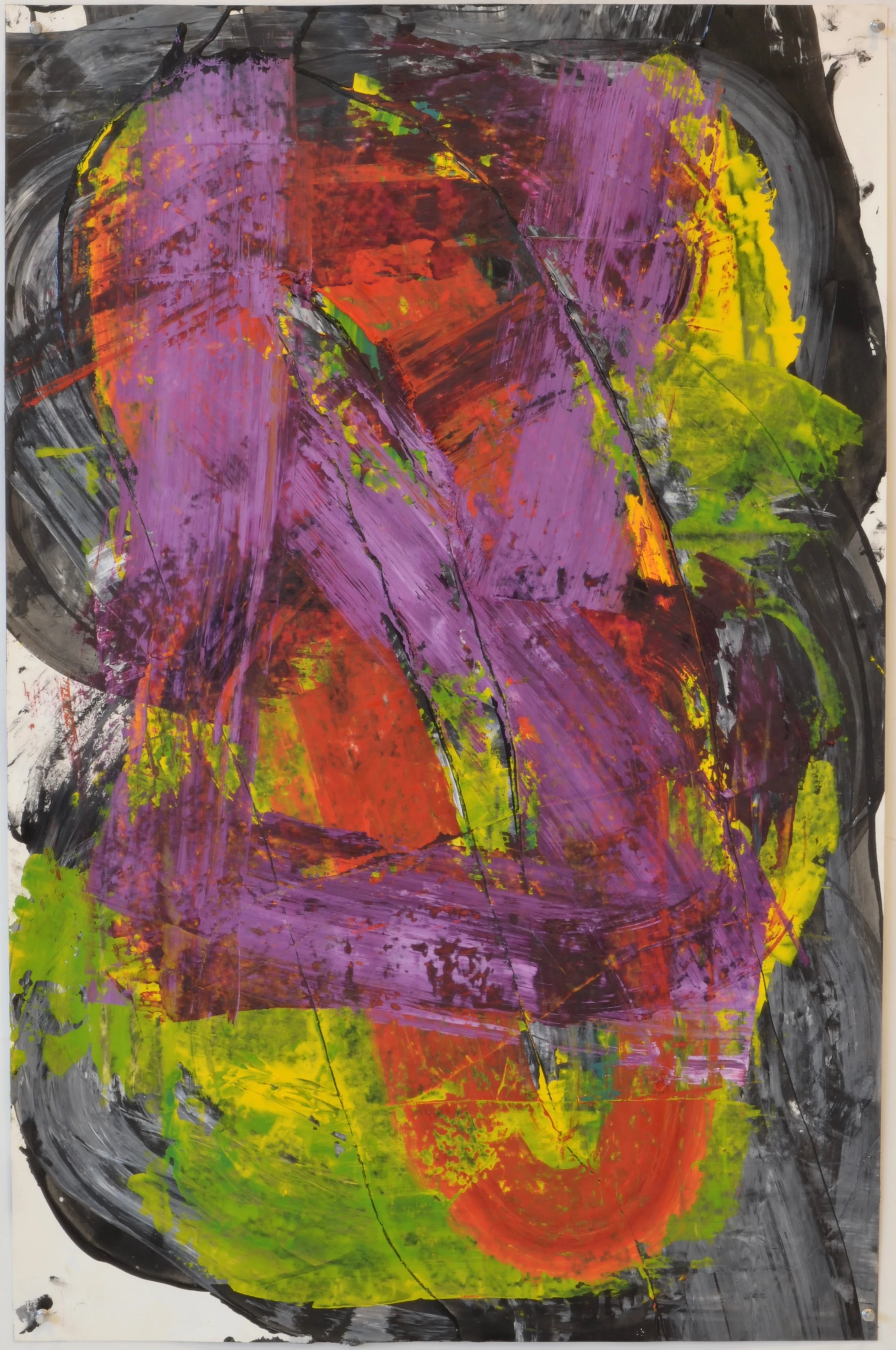 Untitled, 2018, acrylic and oil on paper, 40” x 26”