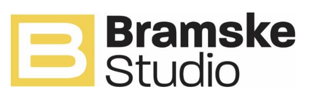 Logo of Bramske Studio featuring a stylized letter 'B' in a yellow square next to the text 'Bramske Studio.'