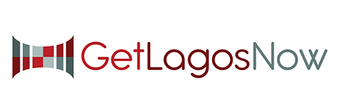 GetLagosNow logo with red and gray geometric design