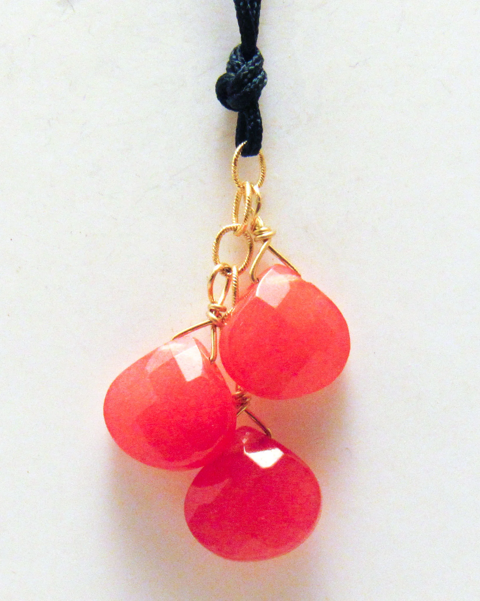 Pink Jade Cluster on Cord