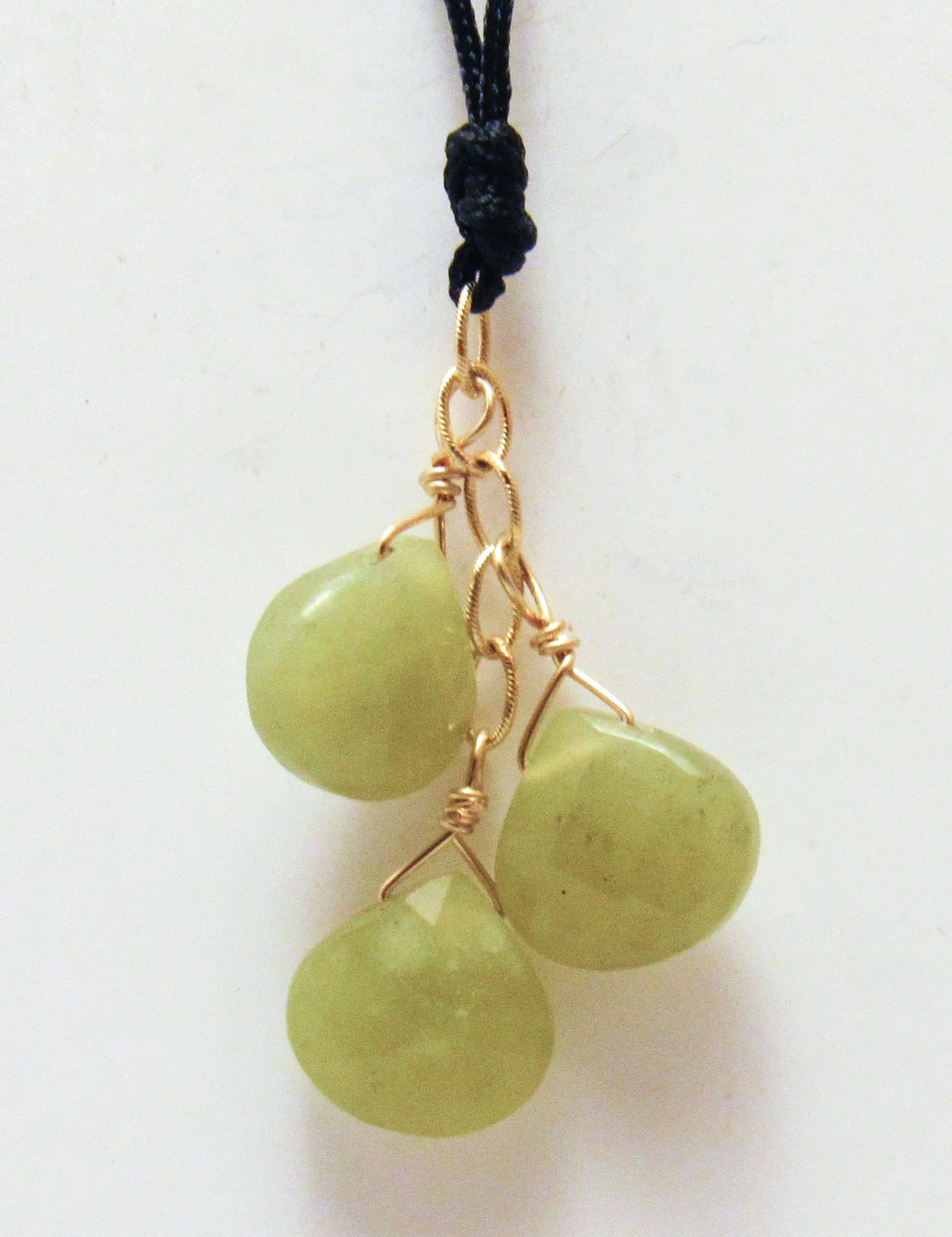 Olive Jade Cluster on Cord