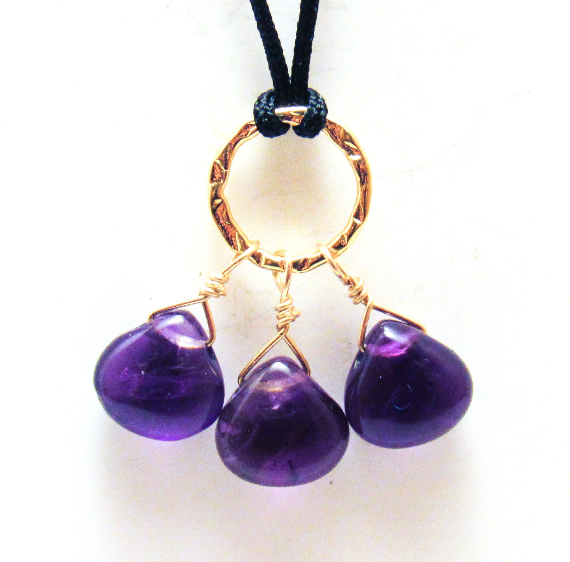 Amethyst Cluster Ring on Black Cord