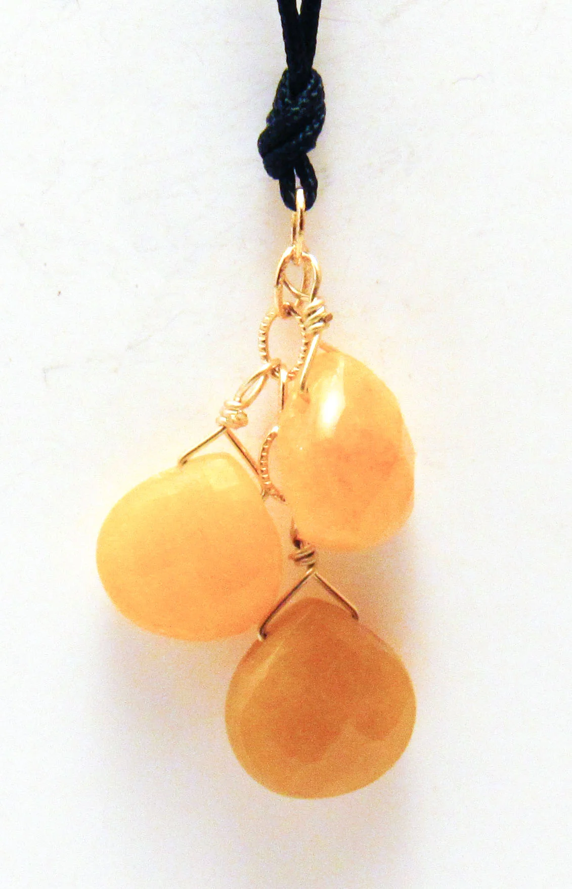 Yellow Jade Cluster On Cord