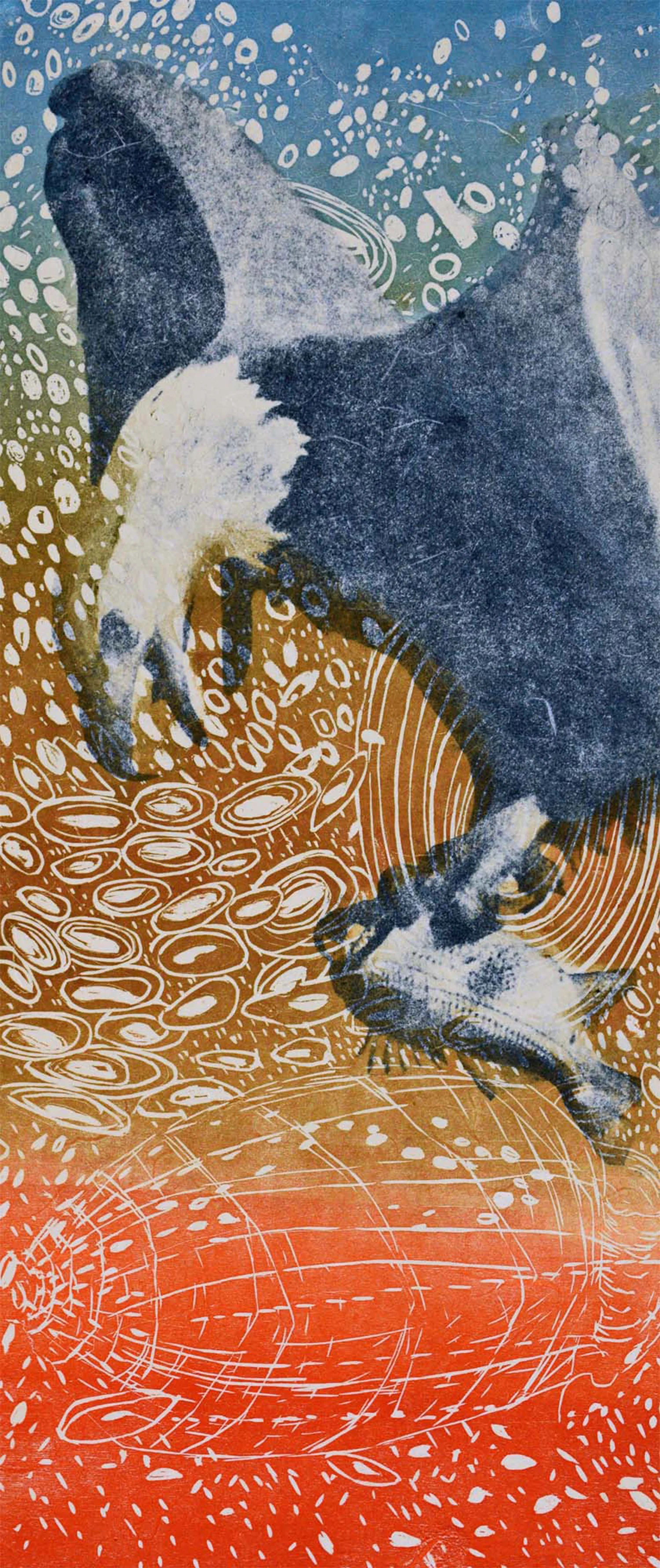Eagle, 10 ¼ x 23 ¾ inches, Woodcut, Paper Lithography, Screenprint, Color Pencil, Japanese paper
