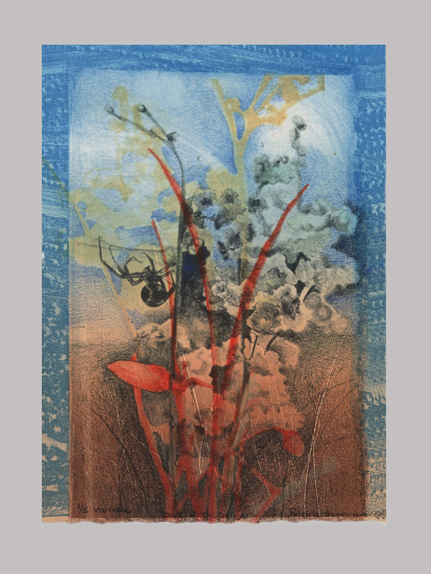 Outside The Bell Jar, 9x14 inches, Lithograph, Colored Pencil.