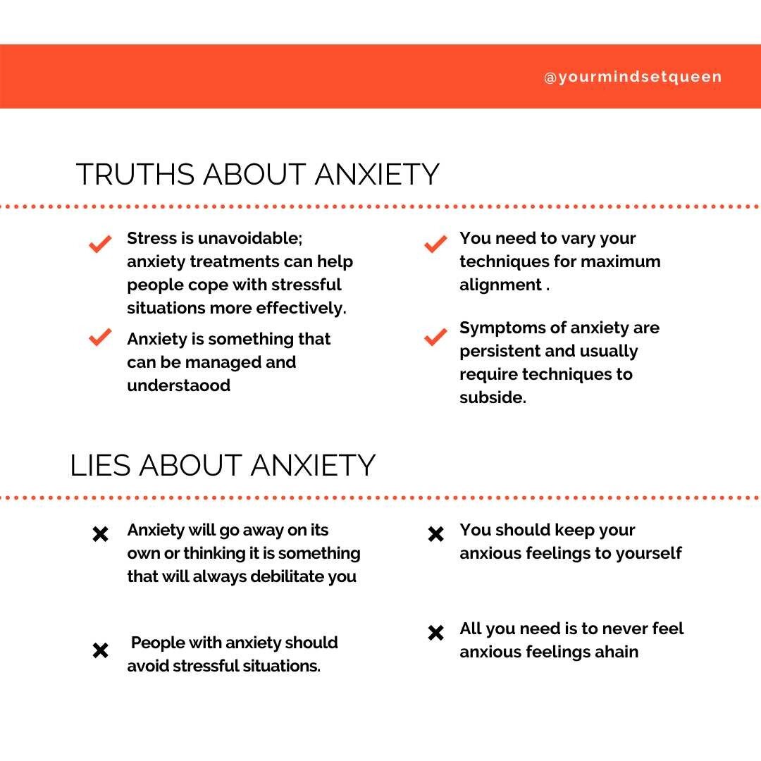 Here are some truths and myths about anxiety. What is something new you learned?
#yourmindsetqueen #unapologeticallyaligned