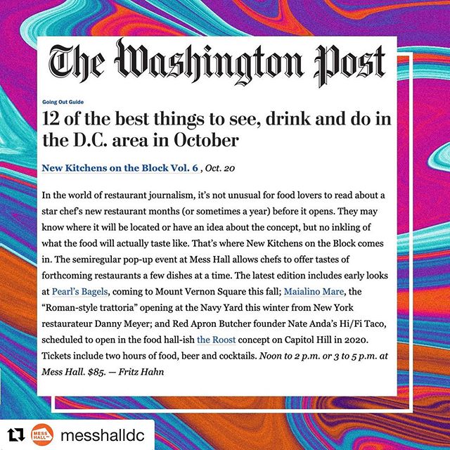 Honored to be participating in @messhalldc&rsquo;s New Kitchens on the Block, and special thanks to @washingtonpost for the shout out! Come get some bagels (and beers) on Sunday, October 20th! Link for tickets in bio.  #nkotb_dc