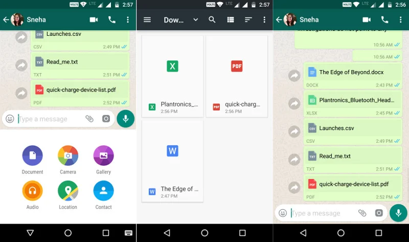 WhatsApp’s file sharing function is easy to use and useful for sharing audio clips or document/spreadsheet files.