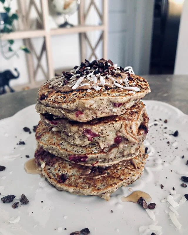 Raspberry Coconut Pancakes
