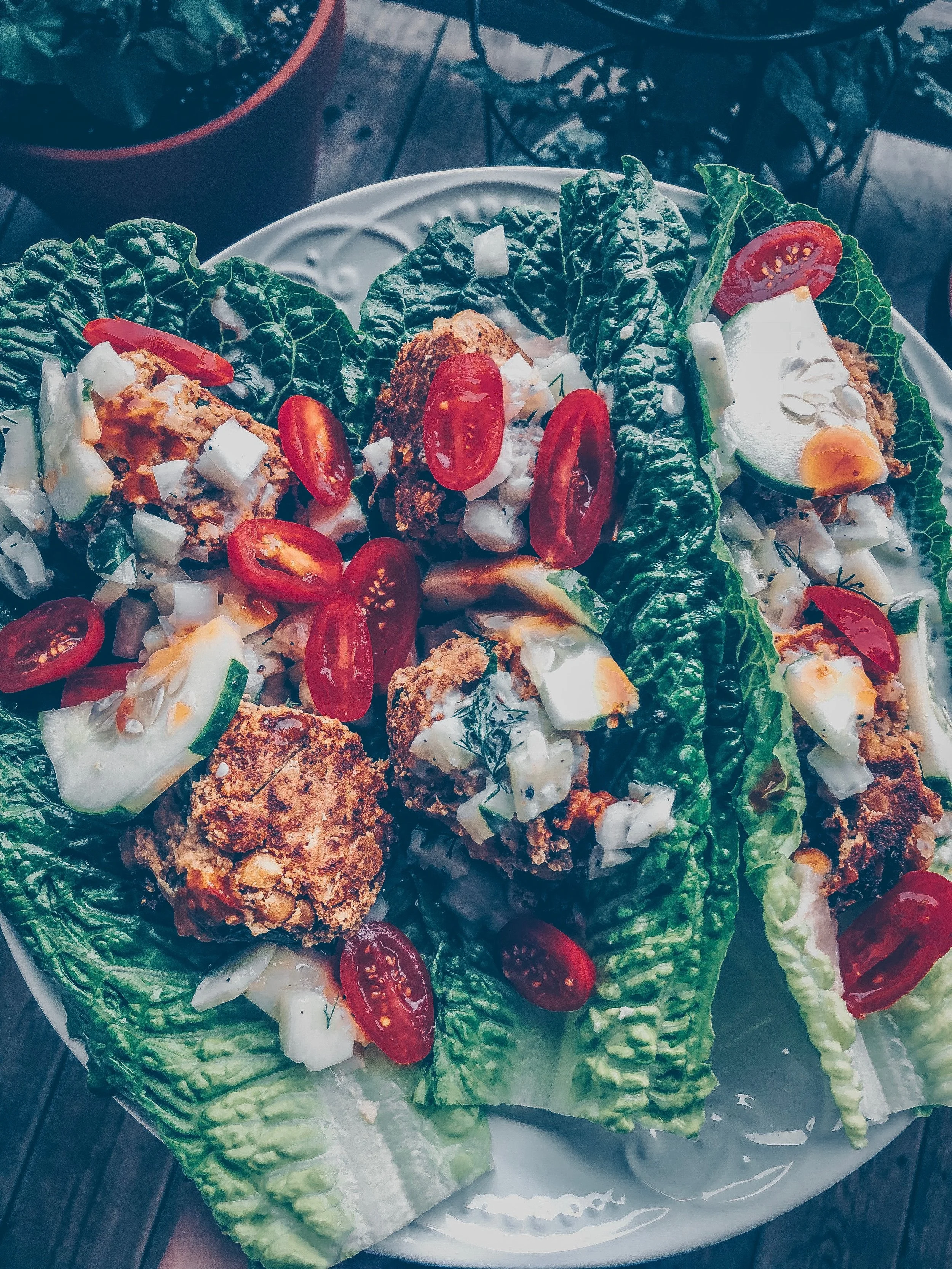 Vegan Baked Falafel Boats + Dairy-Free Tzatziki 