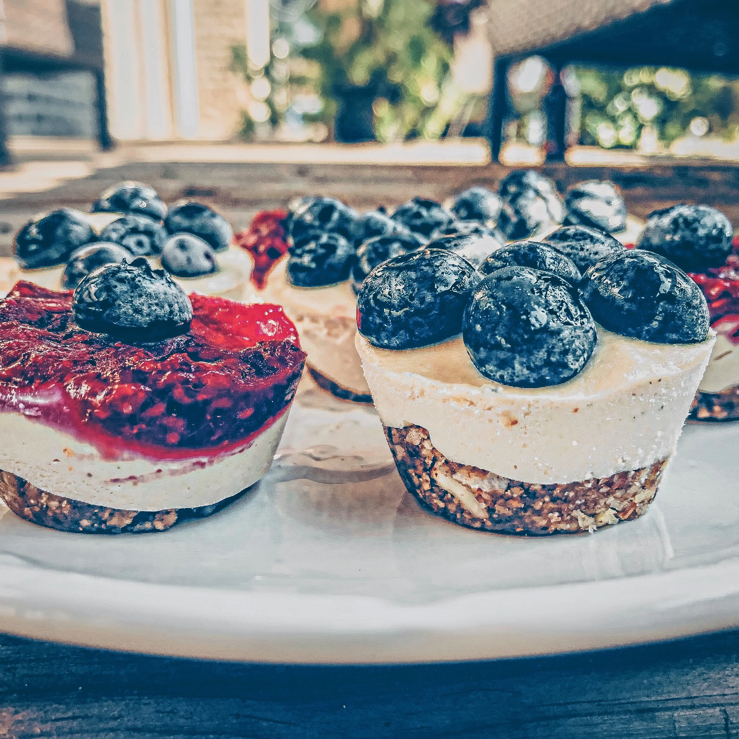 Red, White, and Blue Raw Vegan Cheesecake Bites