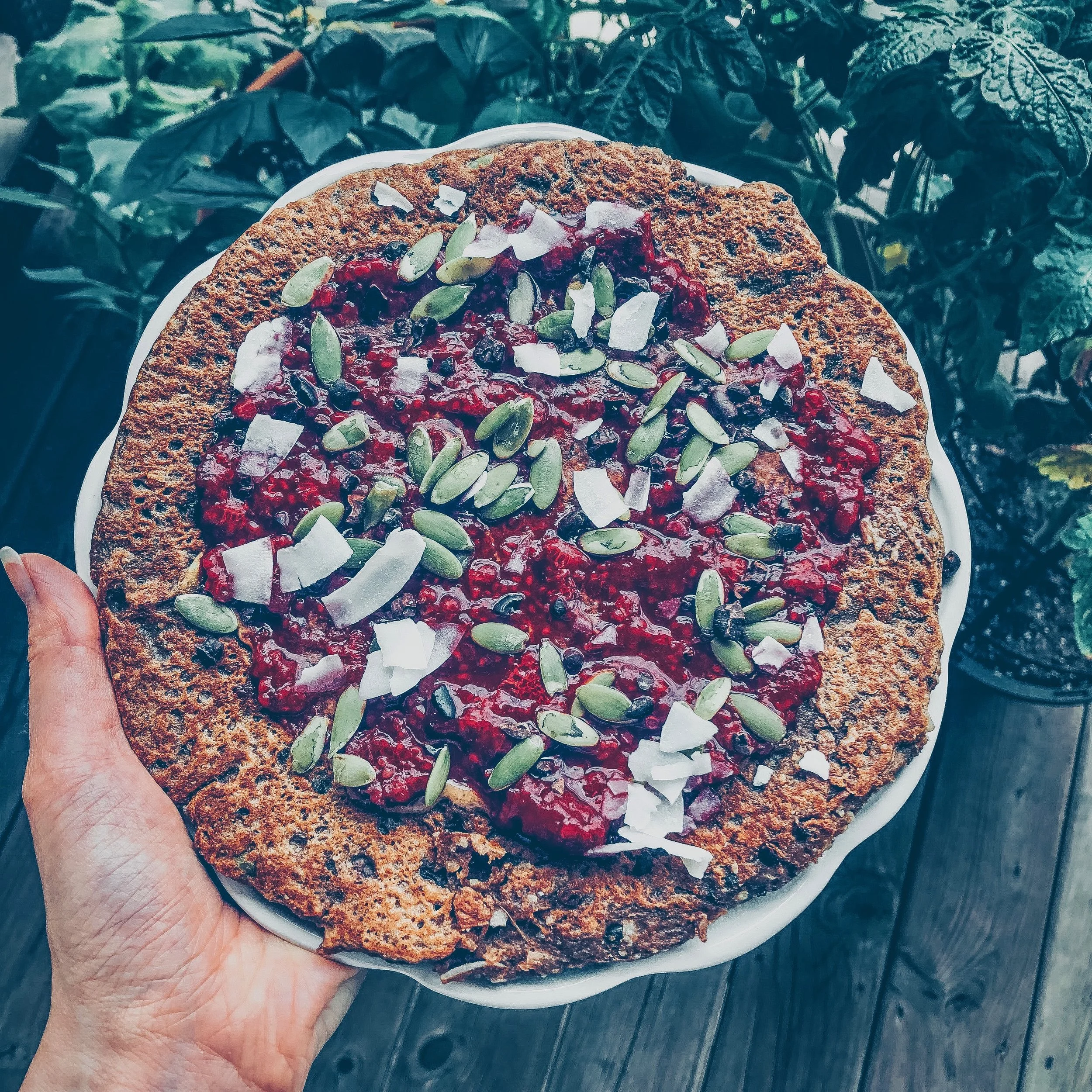 Double Chocolate Chip Raspberry Pancake
