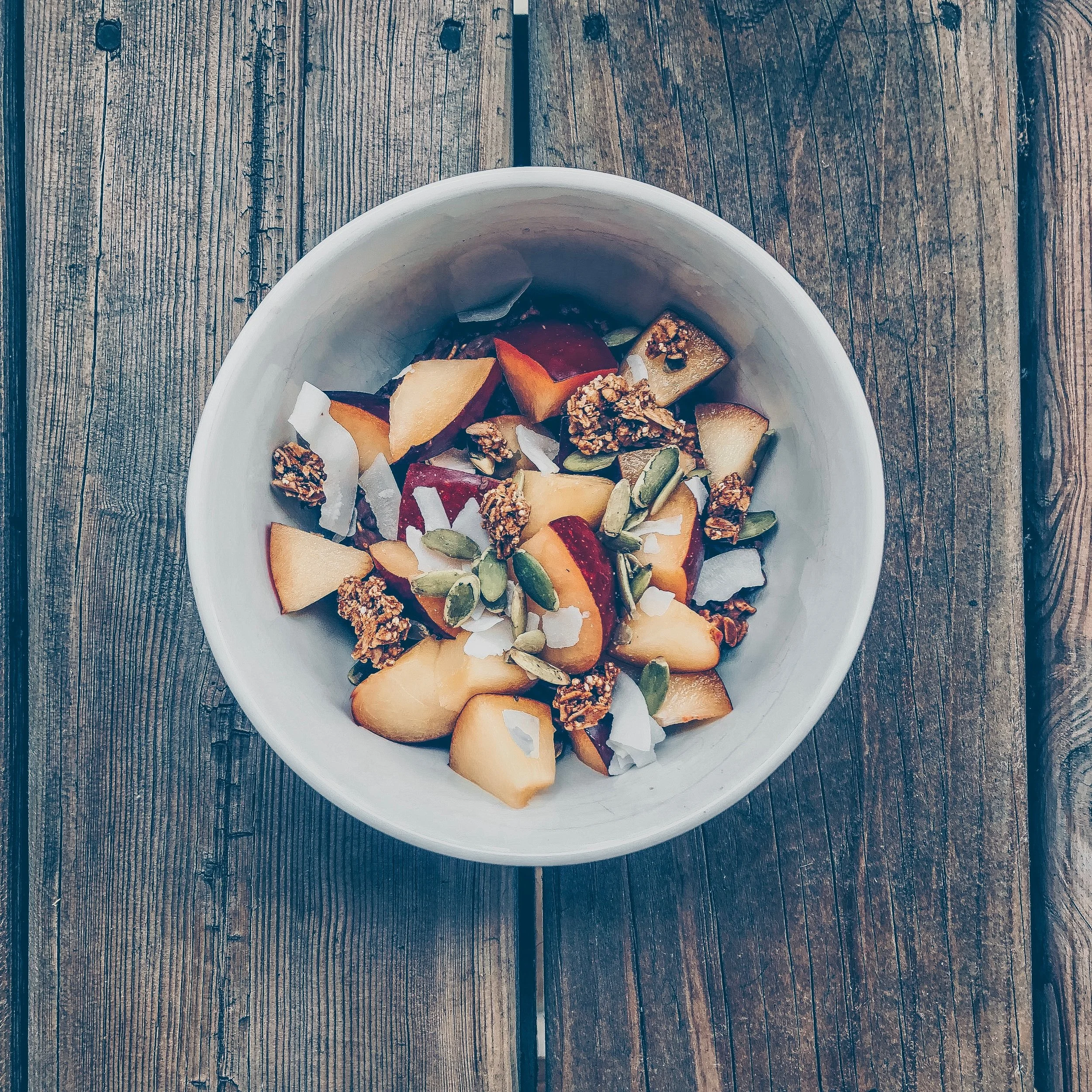 Coconut Granola Chopped Peaches