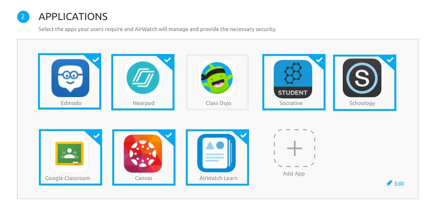 Selection of pre-selected apps