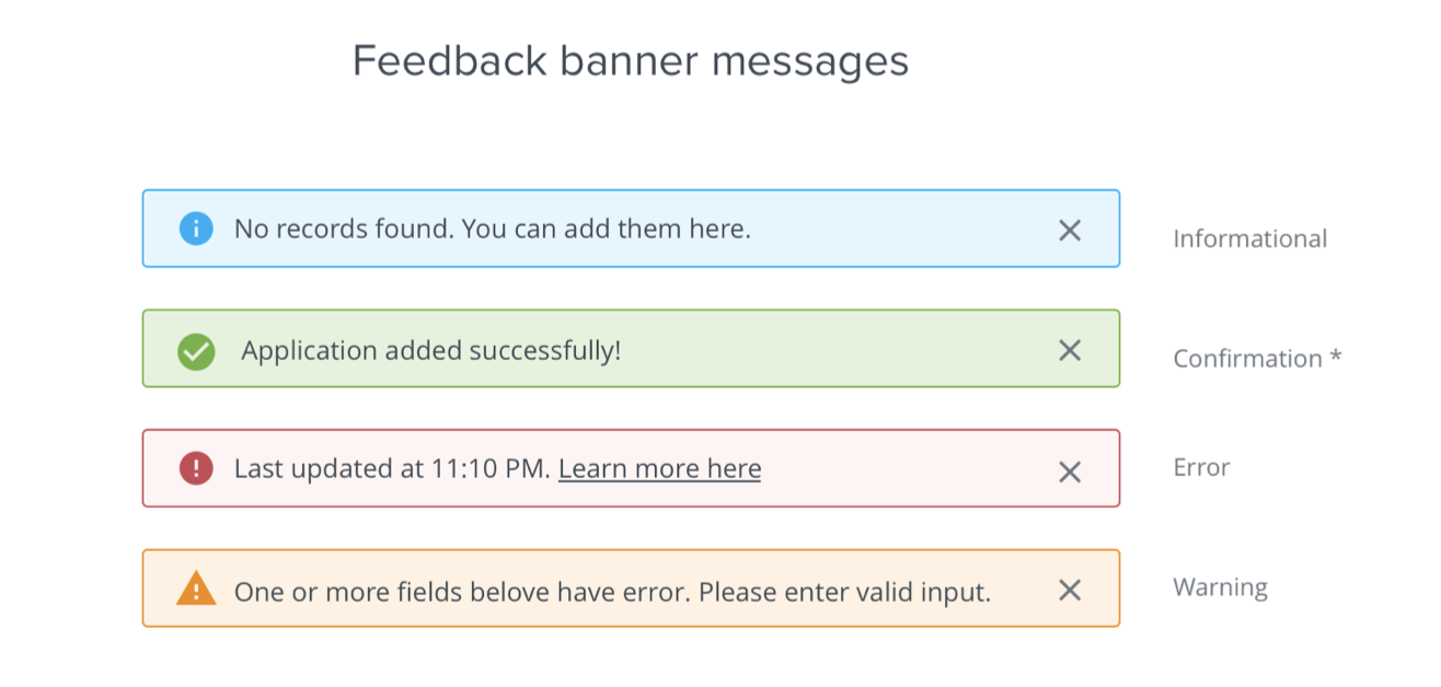 Final design of Feedback Banners