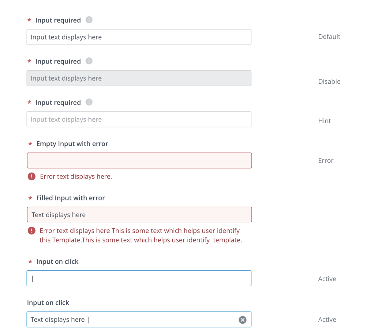 Various states of a Form Input Element