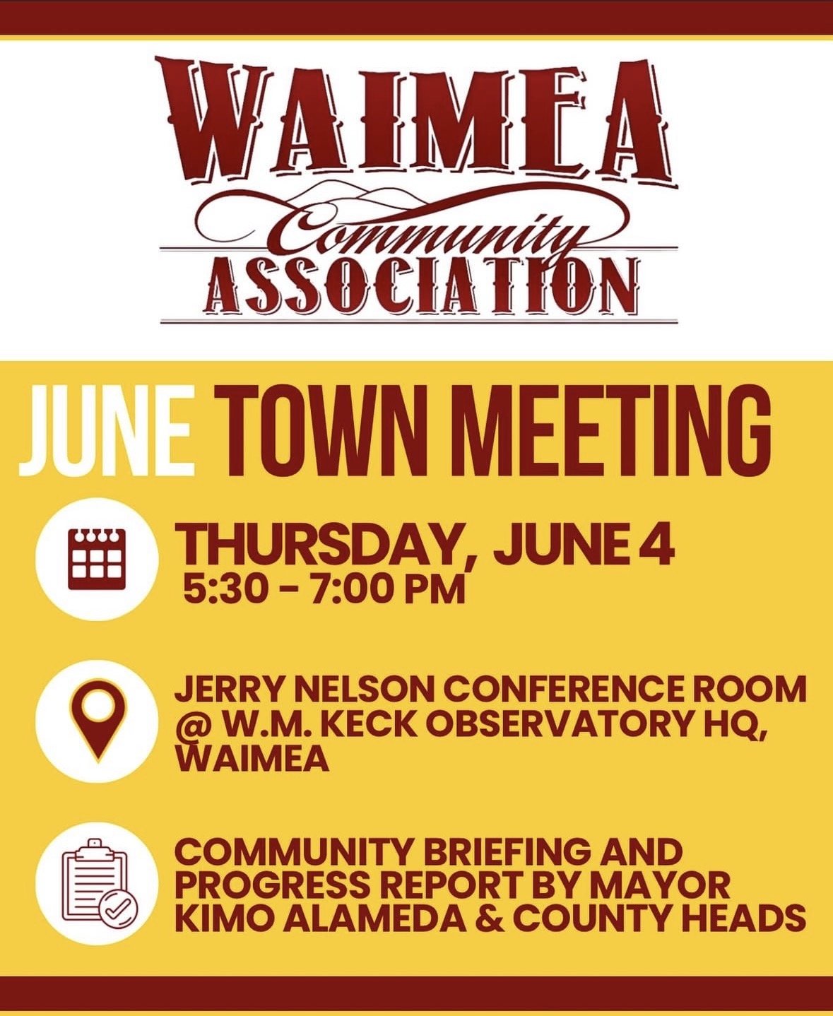 Waimea Community Association June Town Meeting
