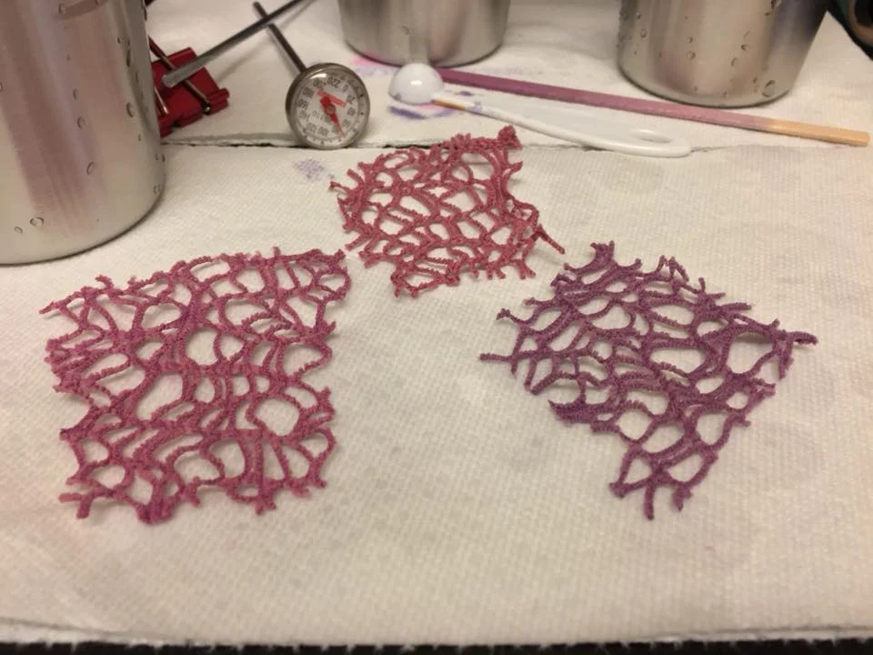 Sarah's sleeve dye tests. None of these colors are perfect. 