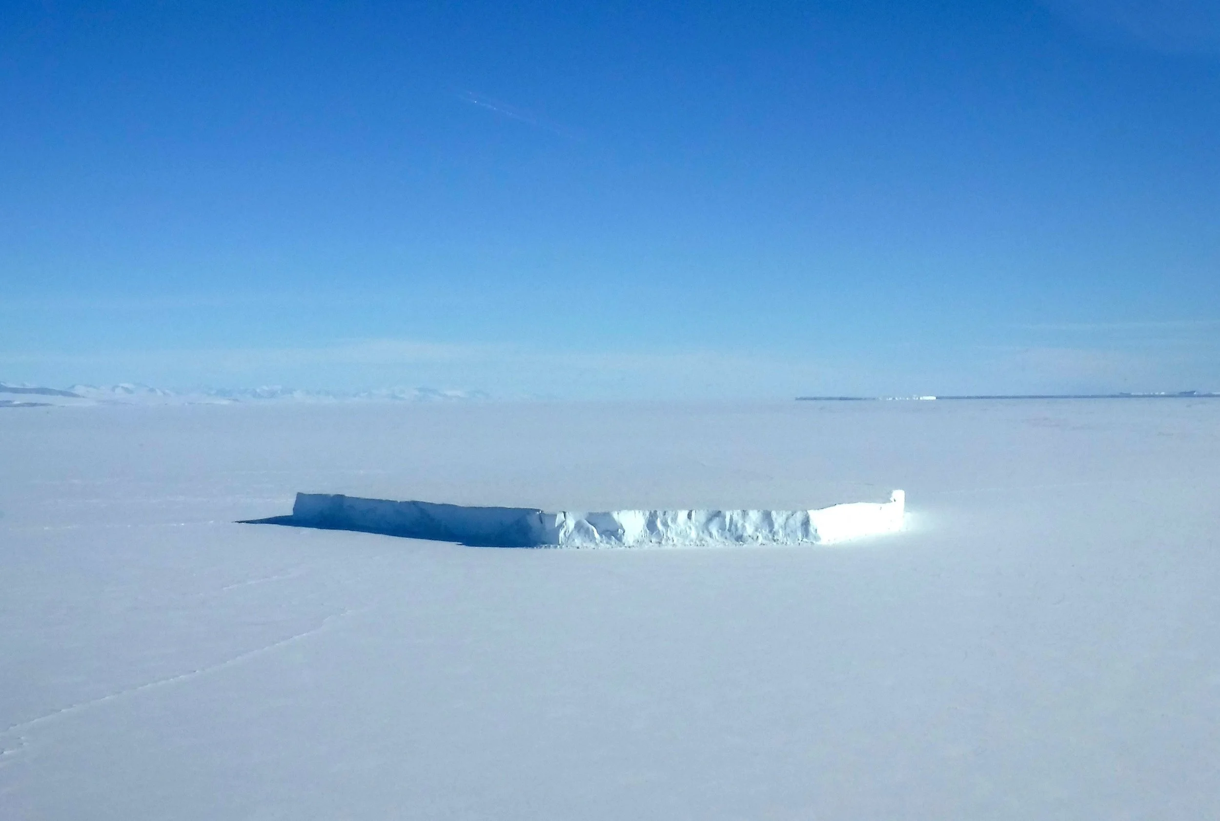 Flying over the sea ice.