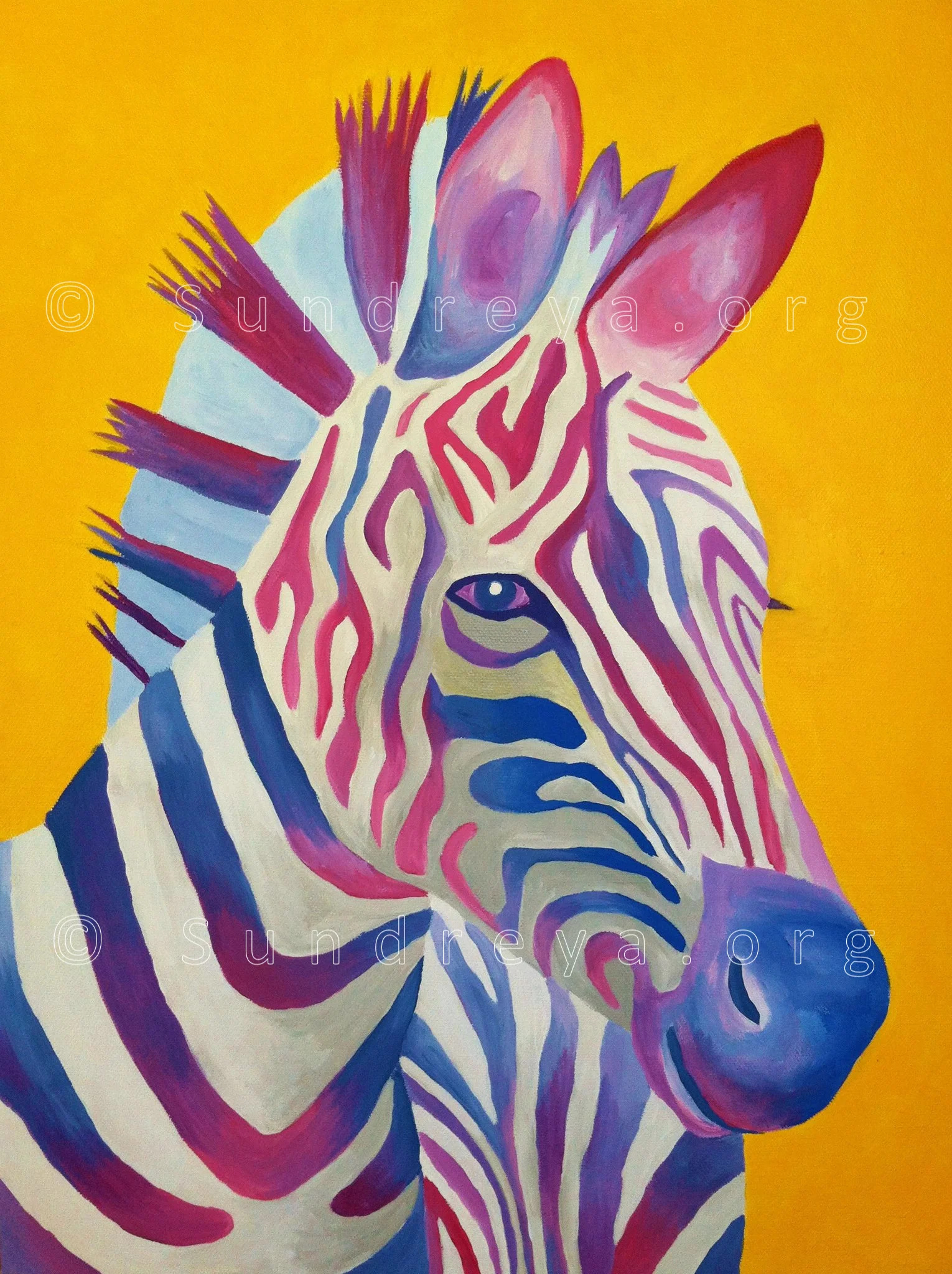 Commissioned: Zelectric Zebra, 16 x 20", acrylic