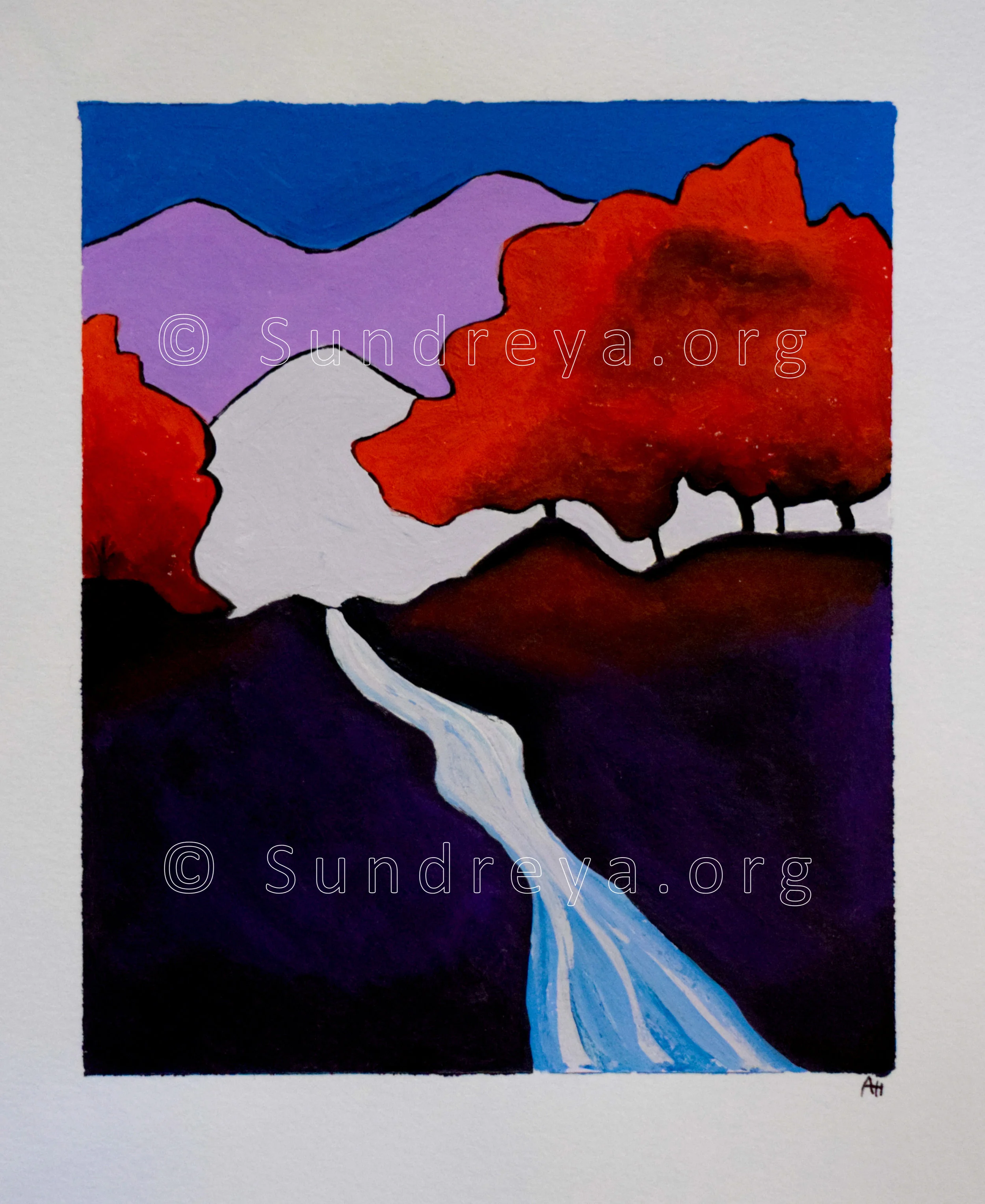 River, acrylic on 9 x 12” paper