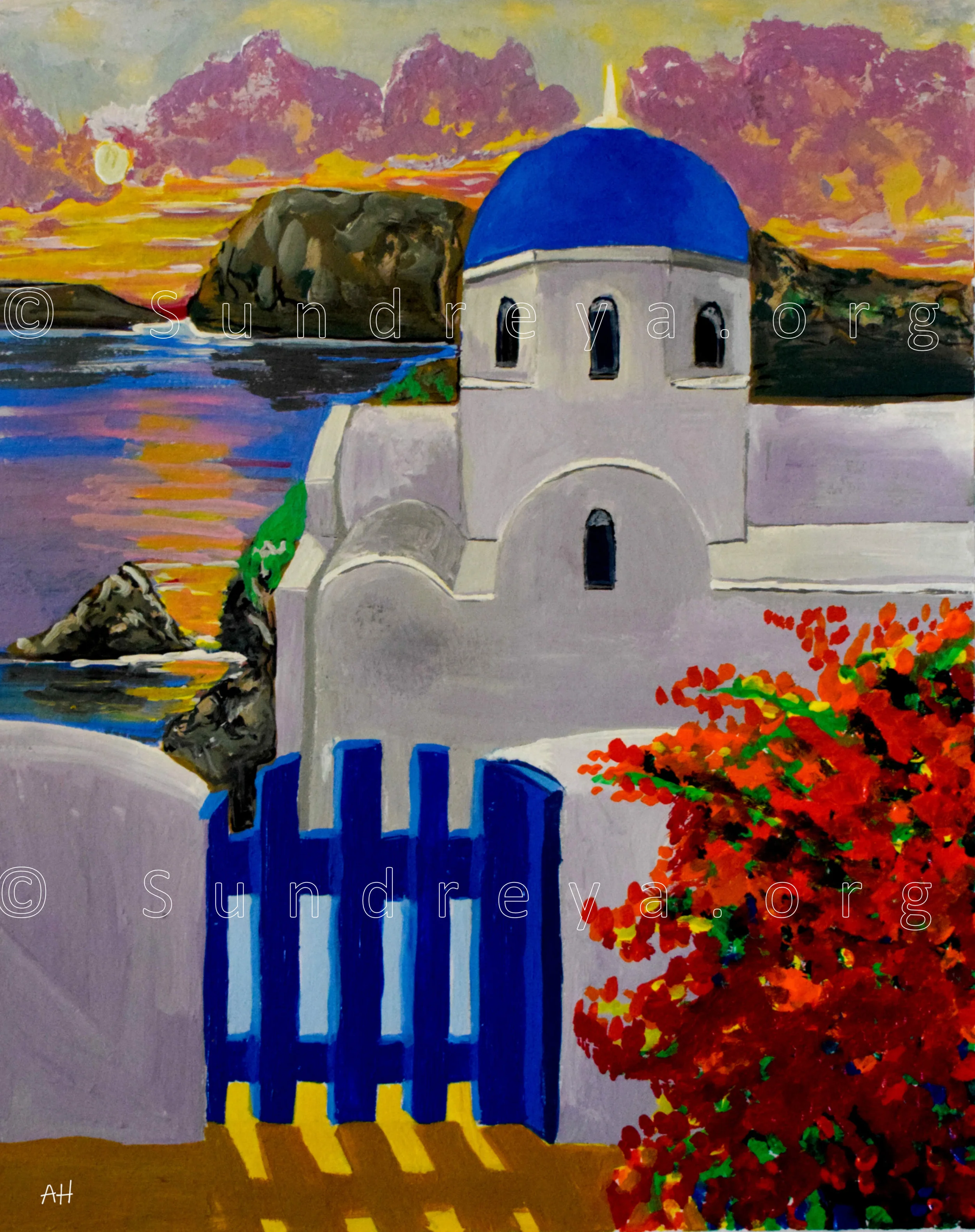 Villa, acrylic on 5 x 7” paper